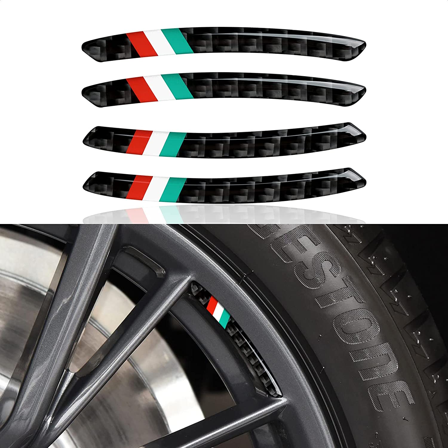 4PCS Universal Car Wheel Center Emblems Sticker Carbon Fiber Wheel Protection Decal Trim Cover Wheel Decoration fit for Alfa Romeo Fiat Abarth Accessories (IT) - Delicate Leather