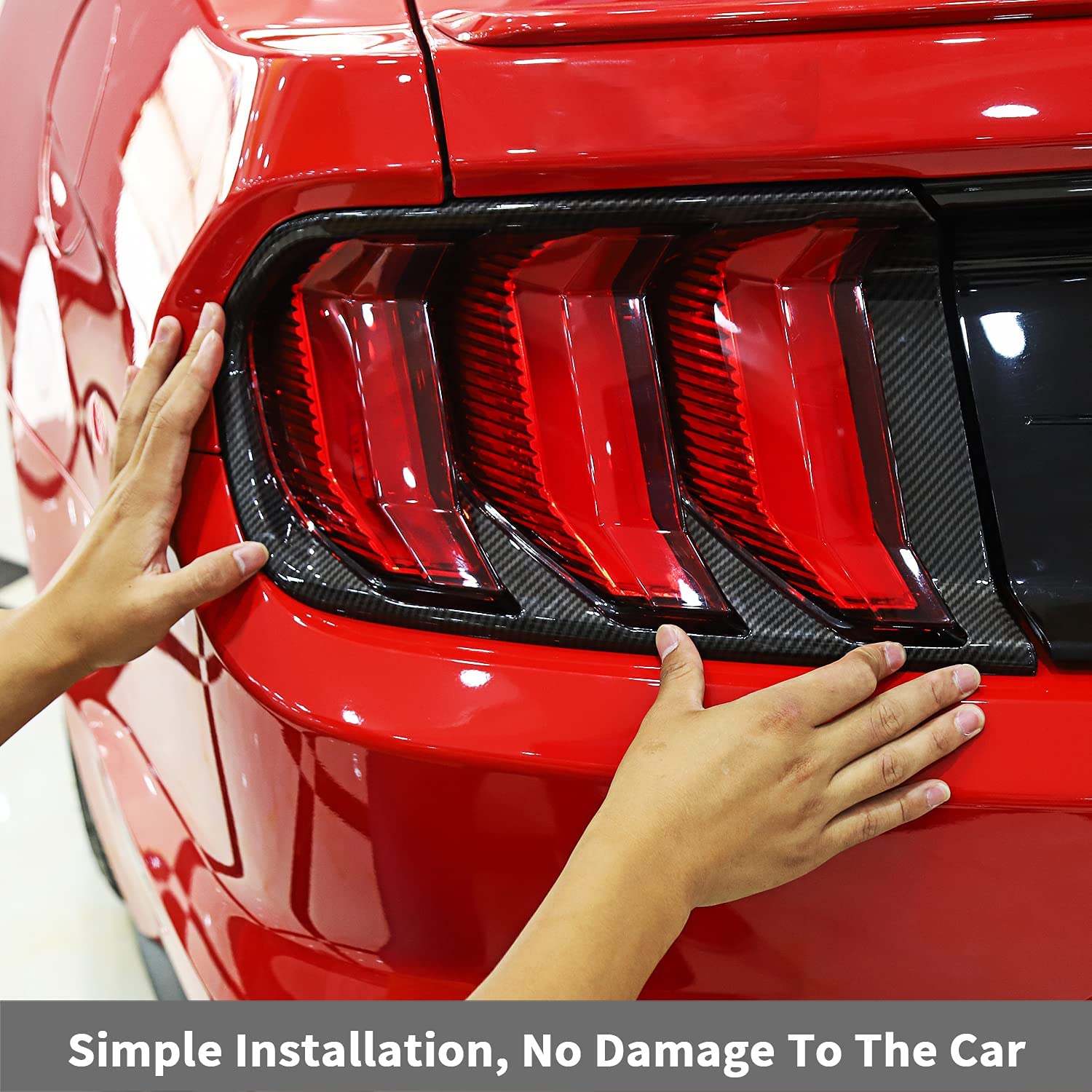 Tail Light Lamp Cover Guard Trim Frame Bezels Decoration Accessories for Ford Mustang (2018+ Carbon Fiber) - Delicate Leather