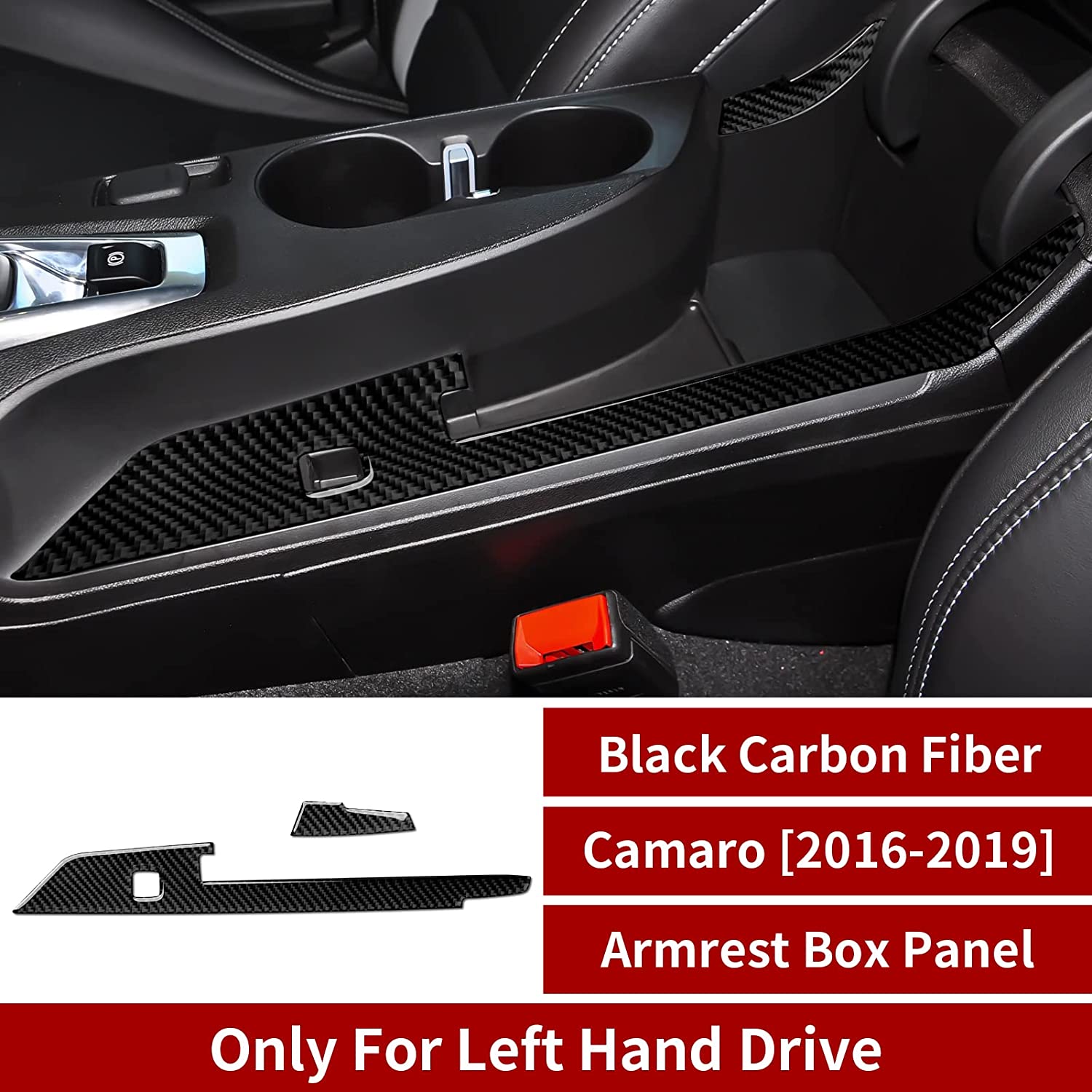 Car Armrest Box Panel Sticker Decal Carbon Fiber Interior Trim Cover Compatible with Chevrolet Camaro 2016 2017 2018 2019 Accessories - Delicate Leather