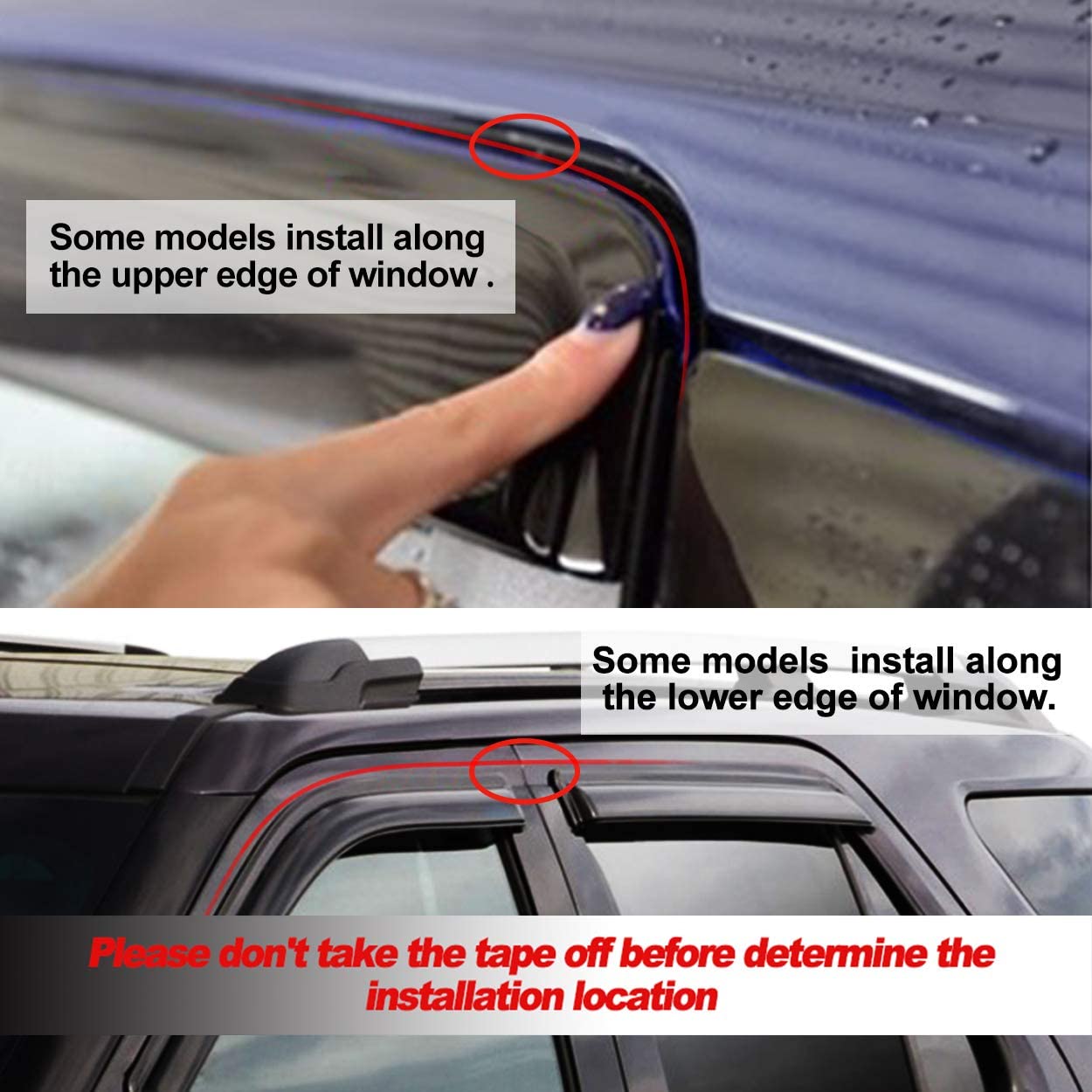 Original Side Window Wind Deflector, 4pcs Outside Mount Tape-On Nice Rain Guards Set, Vent Visor fit for 2015-2022 Ford Edge FD4P04 - Delicate Leather