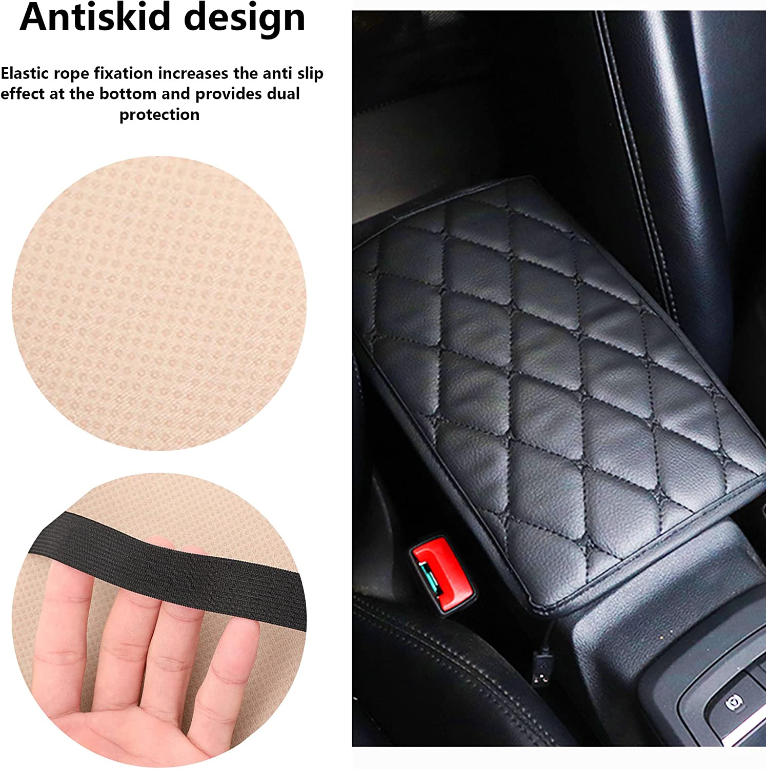 Center Console Cover, Soft Comfortable PU Leather Car Armrest Cushion, Waterproof and Anti-scratch Armrest Seat Box Cover Profector, Car Interior Accessories Universal For SUV/Truck/Vehicle - Delicate Leather