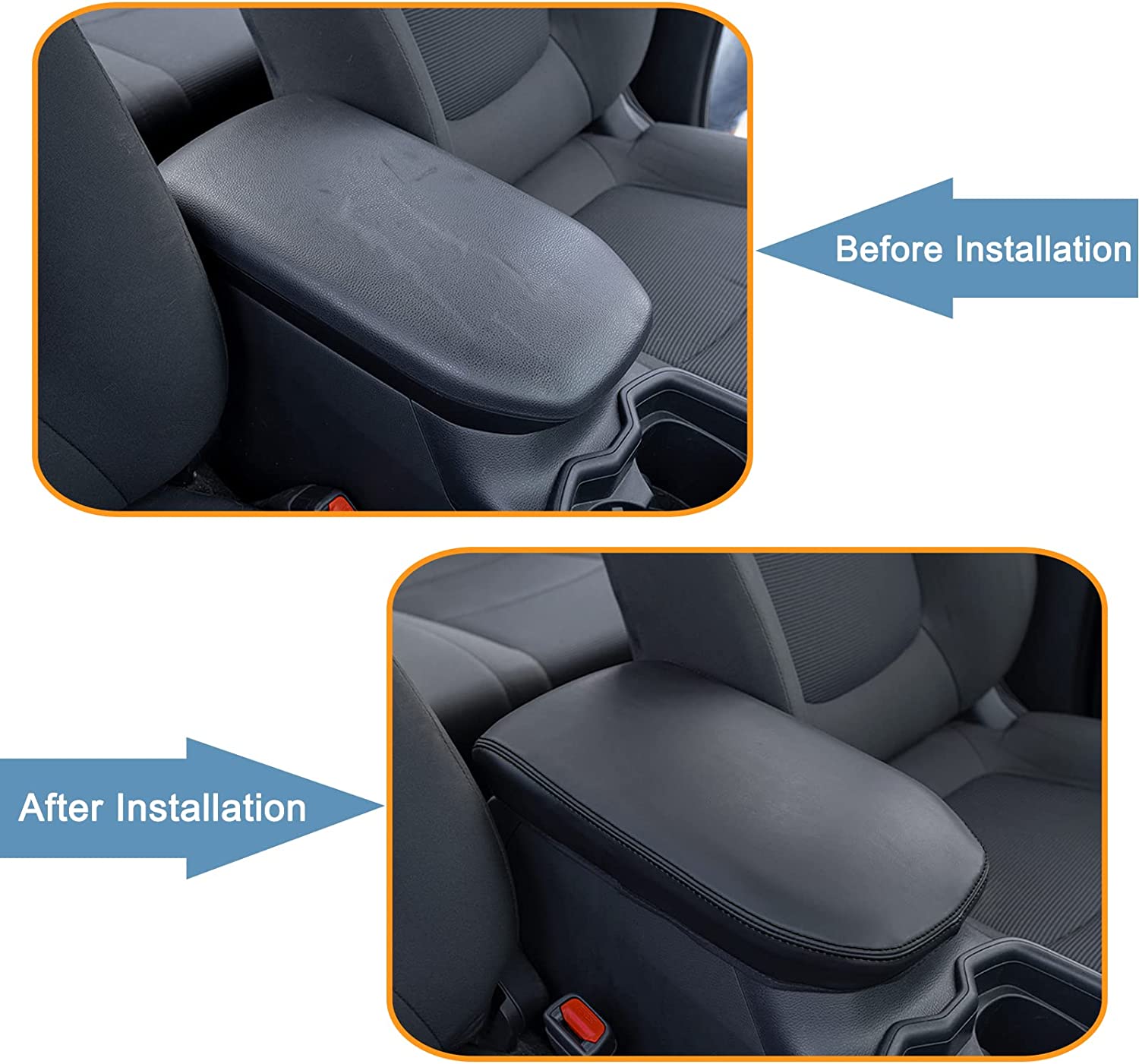 Center Console Cover Compatible with Toyota RAV4 Accessories 2023 2022 2021 2020 2019 and 2021-2022 RAV4 Prime Customized Middle Console Lid Cover Pad Protector - Delicate Leather