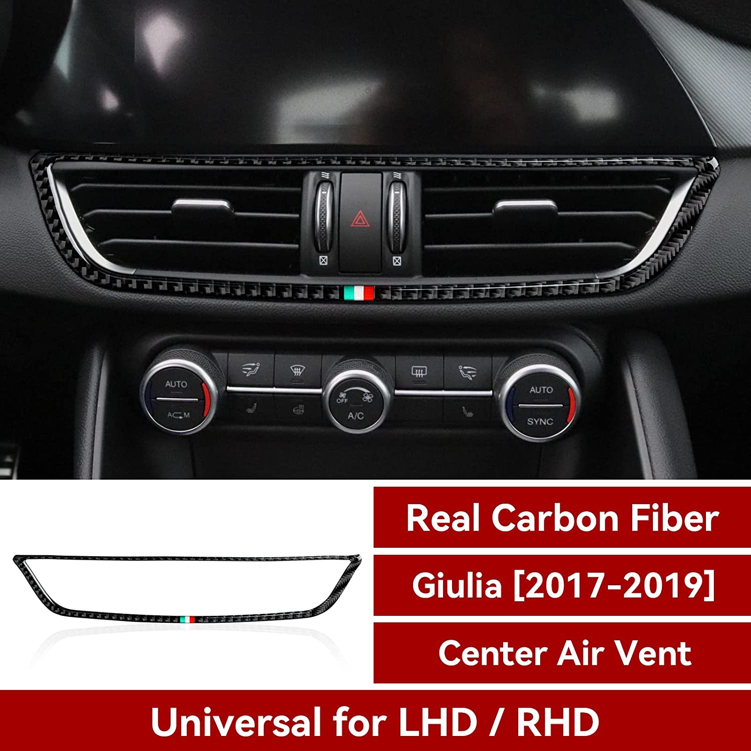 Car Air Vent Sticker Center Console AC Decals Carbon Fiber Trim Compatible with Alfa Romeo Giulia 2017 2018 2019 Accessories - Delicate Leather