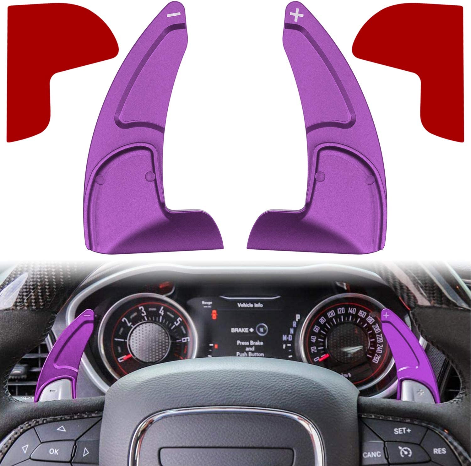 Steering Wheel Shift Paddle Extended Shifter Trim Cover for Dodge Challenger Charger Durango RT & Scat Pack 2015-2021, For Jeep Grand Cherokee 2014-2021 Interior Decoration Accessories - Delicate Leather