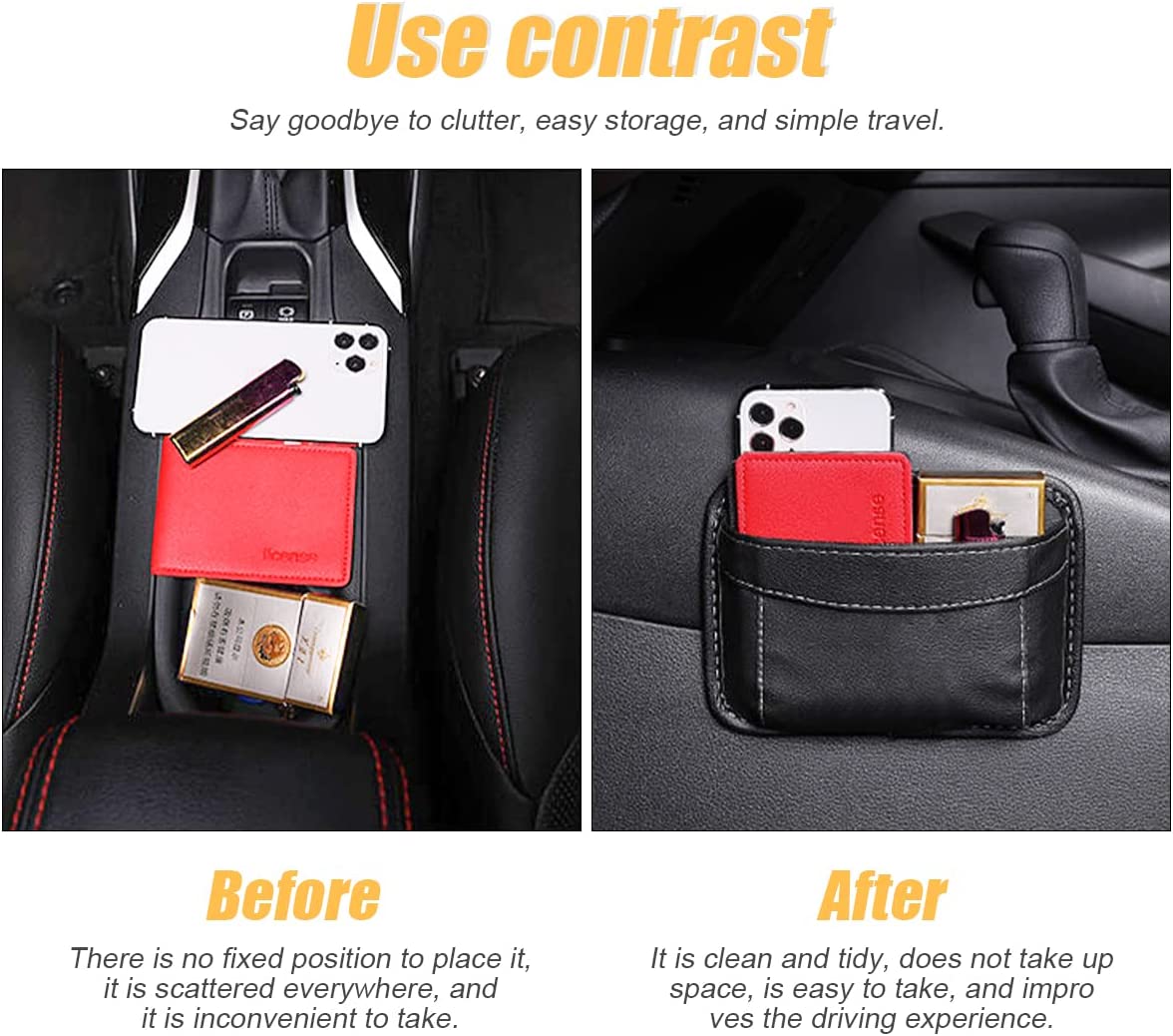 Car Seat Side Pocket Organizer, Custom For Cars, PU Leather Mini Stora