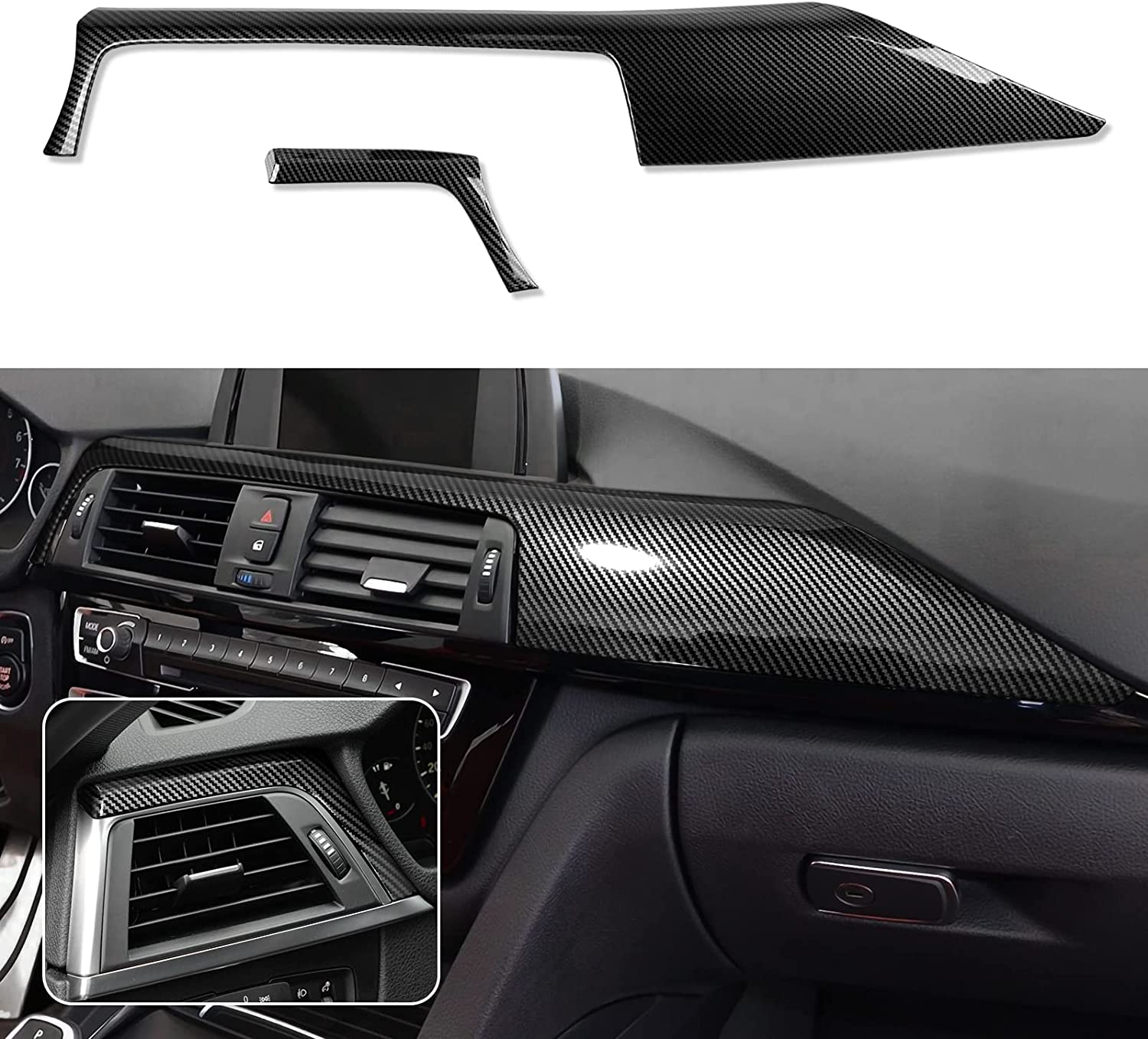 Car Dashboard Cover Panel Sticker Carbon Color ABS Decal Trim fits for BMW 3 4 Series F30 F31 F34 3GT F32 F33 F36 Accessories - Delicate Leather