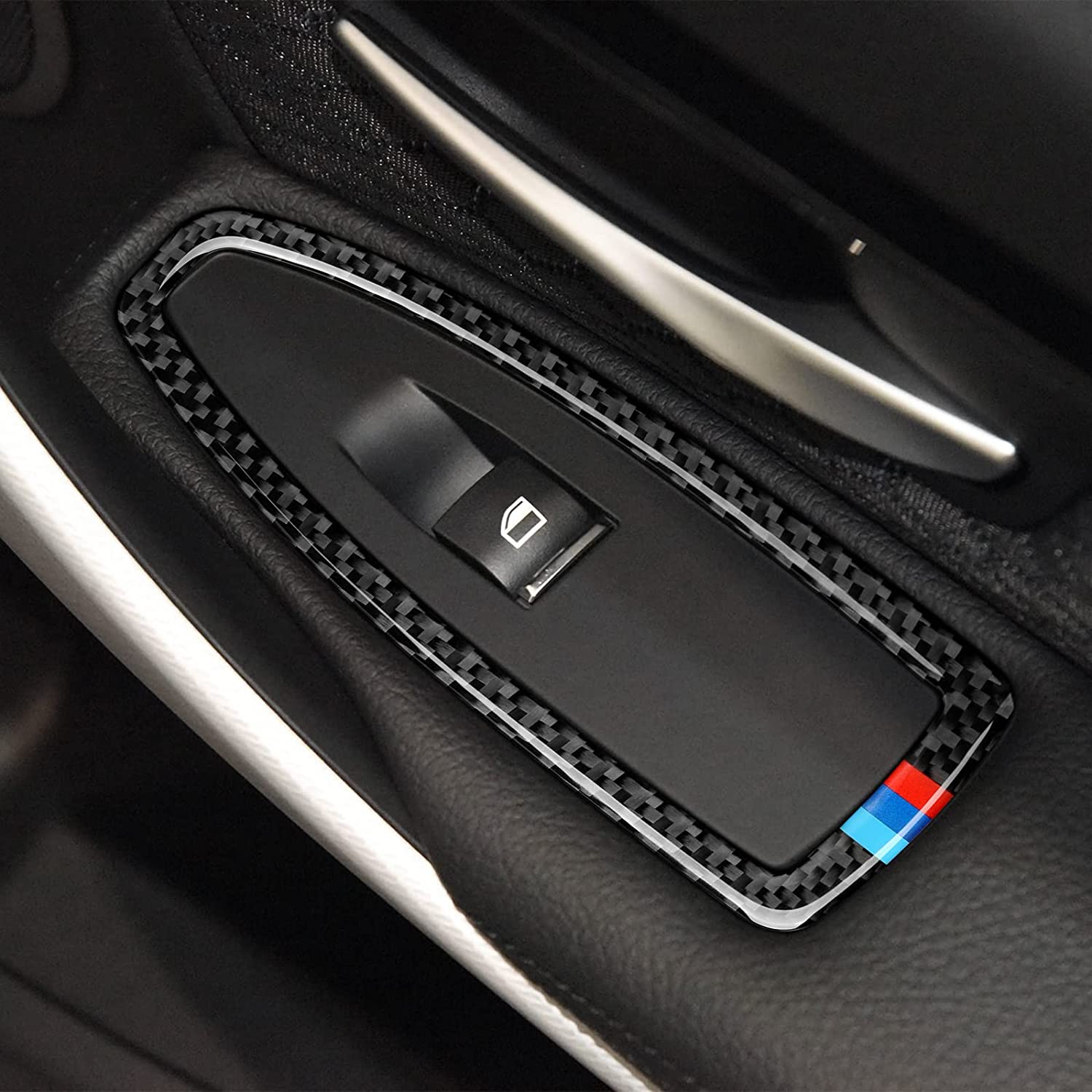 4PCS Car Window Lift Switch Cover Carbon Fiber Sticker Decal Interior Trim fits for BMW Accessories (Style B) -- ONLY for F30 (2016- 2019) , F32 F34 (2017- 2019)… - Delicate Leather