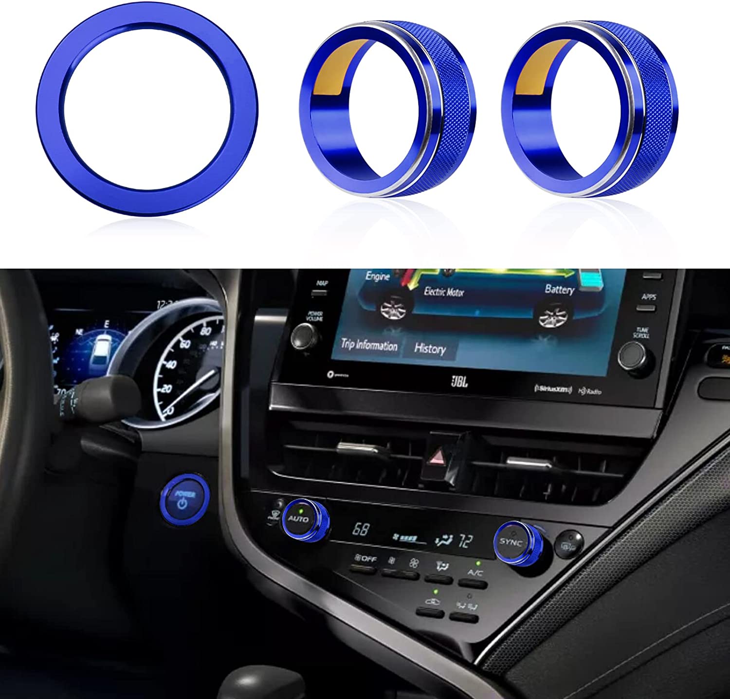 3Pcs Compatible with Camry 2023 2022 2021 Accessories Car Auto Air Conditioning AC Button Cover Trims with Engine Start Stop Push Button Switch Cover Ring Sporty