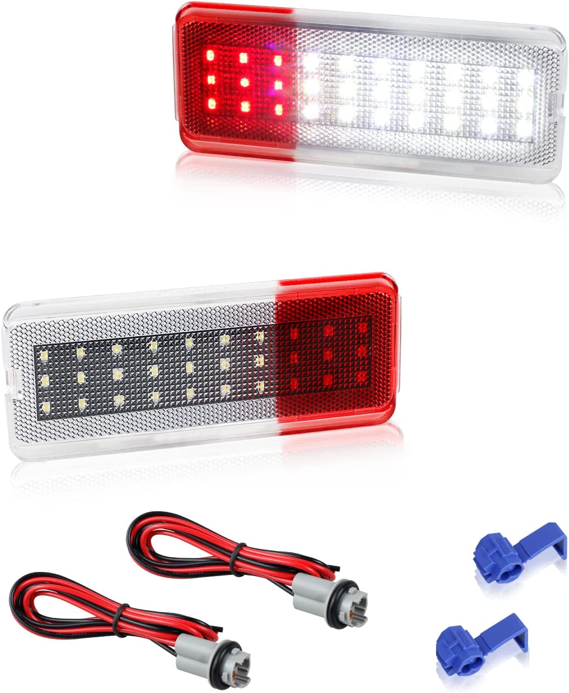 LED Interior Door Light Premium Reflector Door Panel Courtesy Lights White & Red Lamp Compatible with Ford Excursion 2000-2005, F250 F350 F450 F550 Super Duty 1999-2007, Pack of 2 - Delicate Leather