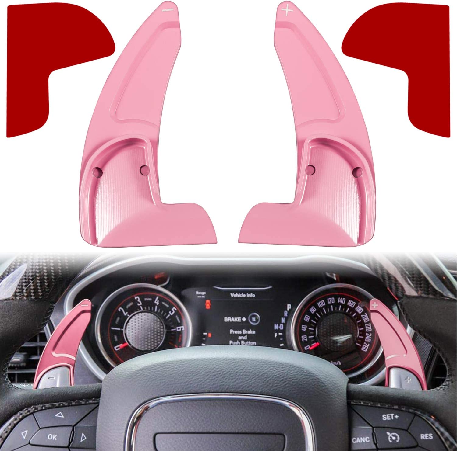 Steering Wheel Shift Paddle Extended Shifter Trim Cover for Challenger Charger Durango RT & Scat Pack 2015-2021, For Grand Cherokee 2014-2021 Interior Decoration Accessories