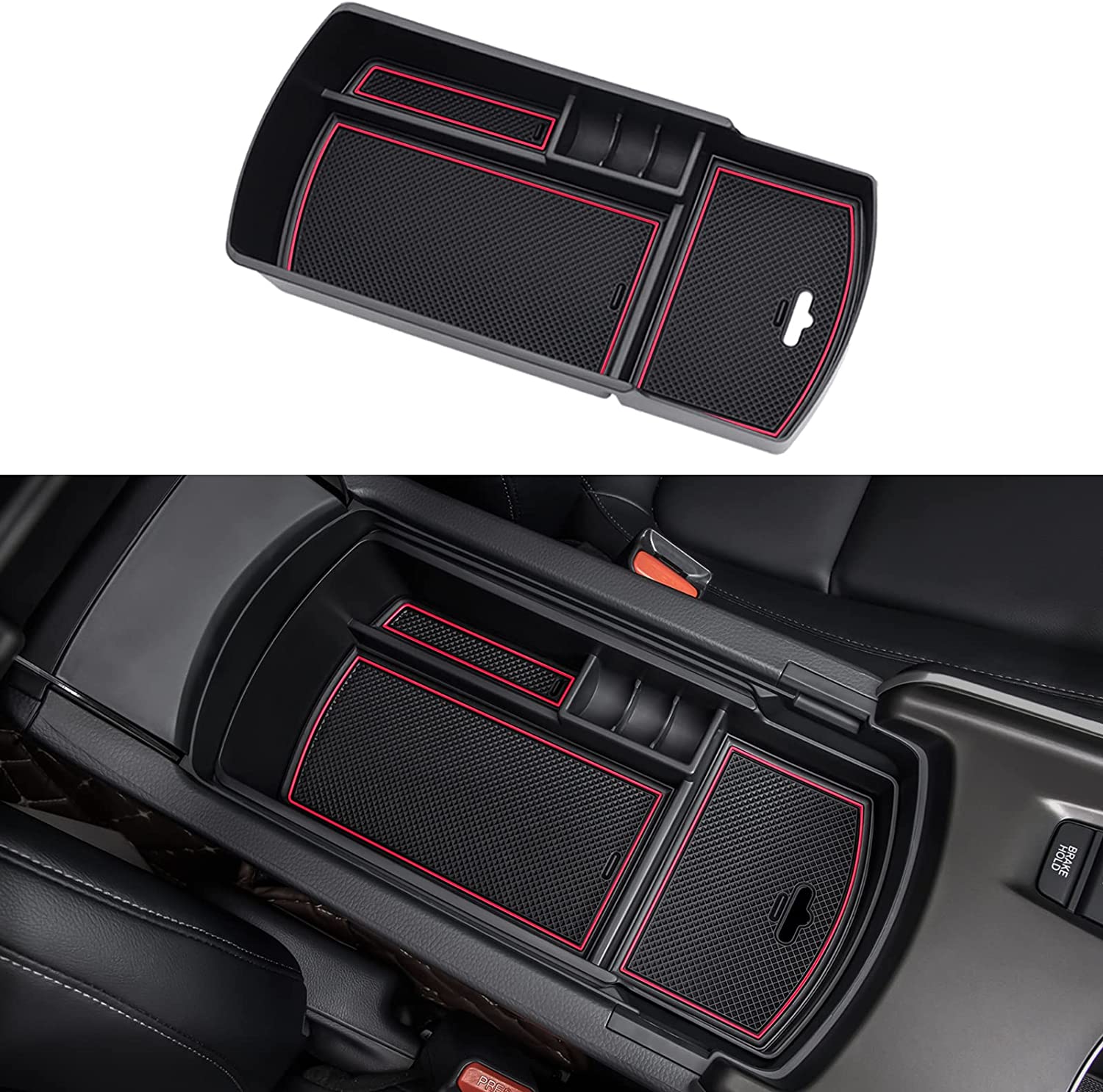 Console Organizer Compatible with Honda Accord 2018 2019 2020 2021 2022 ABS Plastic Material Armrest Box Insert Tray Pallet Accessories (NOT Fit for Manual Transmission Models) - Delicate Leather