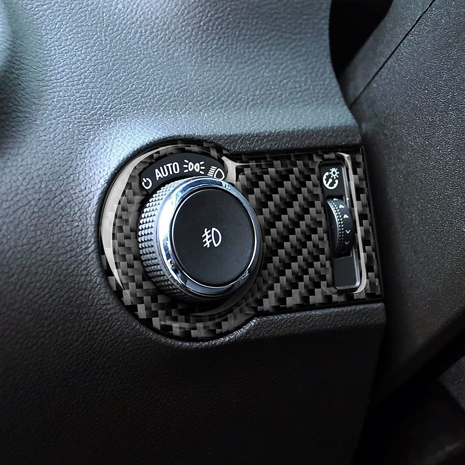 Car Headlight Switch Button Sticker Decal Carbon Fiber Interior Trim Cover for Camaro 2010 2011 2012 2013 2014 2015 Accessories - Delicate Leather  