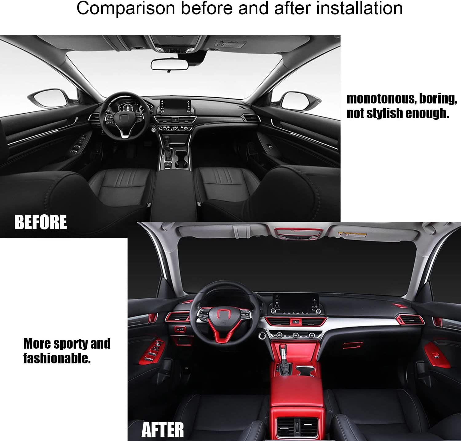 Accord Rear Water Cup Holder Panel Decoration ABS Material Compatible with Honda 10th Gen Accord 2018 2019 2020 2021 Interior Decoration Red Style 1PCS - Delicate Leather