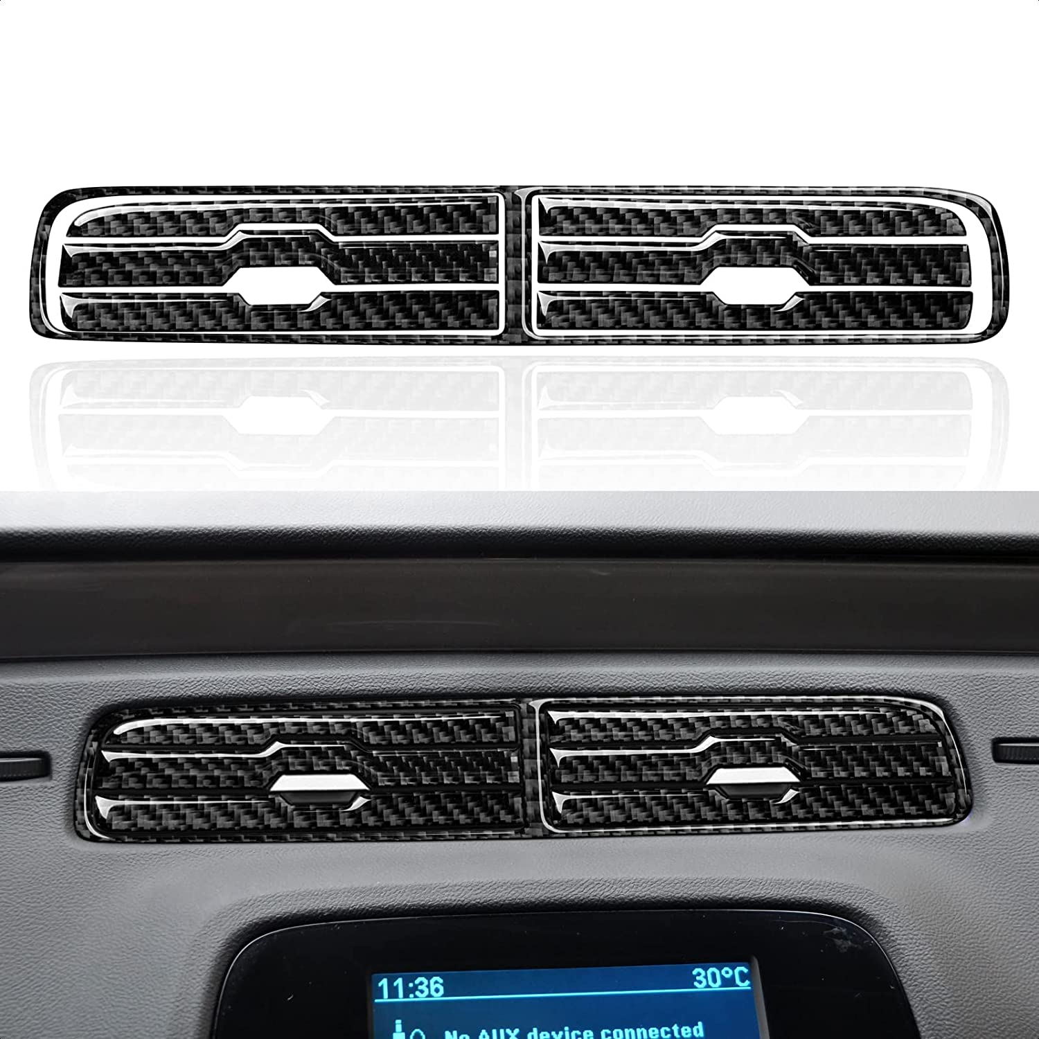 Car Center Air Vent Sticker Decal Carbon Fiber Interior Trim Cover Compatible with Chevrolet Camaro 2010 2011 Car Decoration Accessories - Delicate Leather