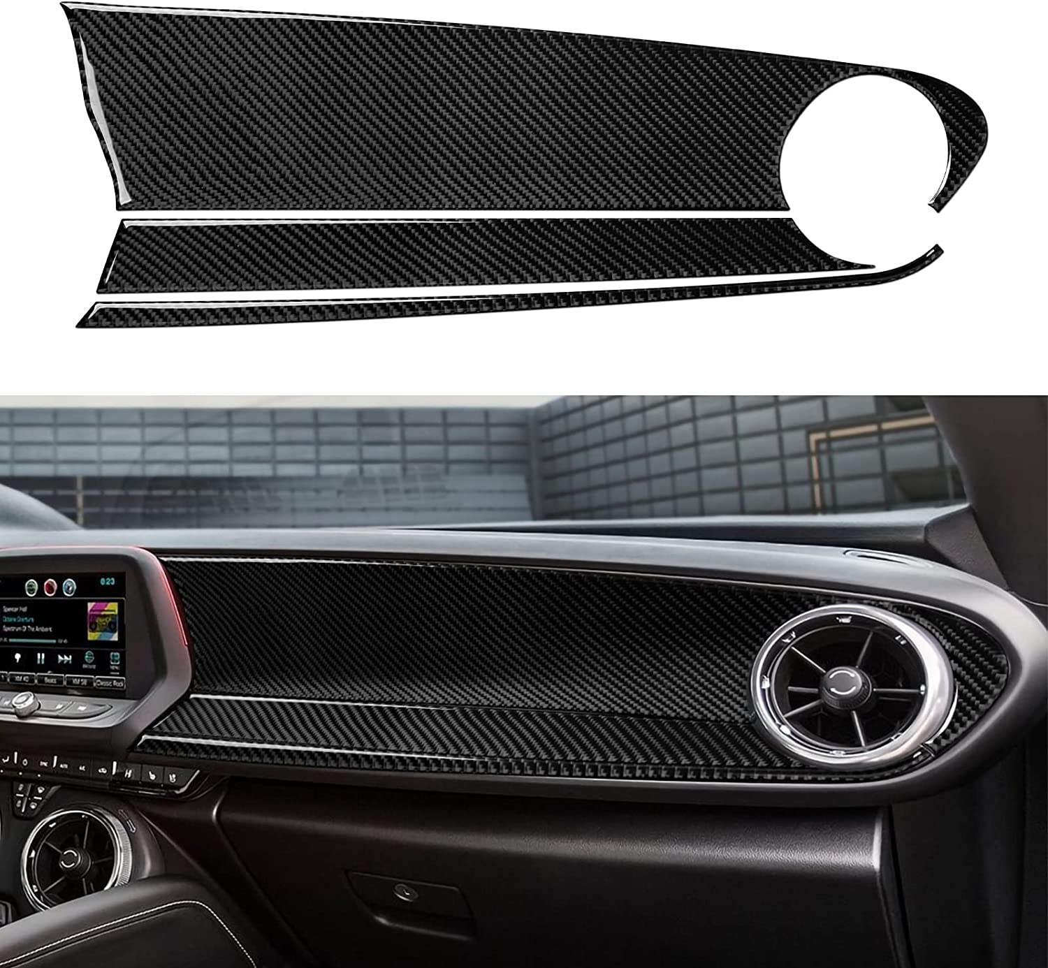 Car Copilot Center Console Dashboard Sticker Decal Carbon Fiber Interior Trim Cover Compatible with Chevrolet Camaro 2016 2017 2018 2019 Accessories - Delicate Leather