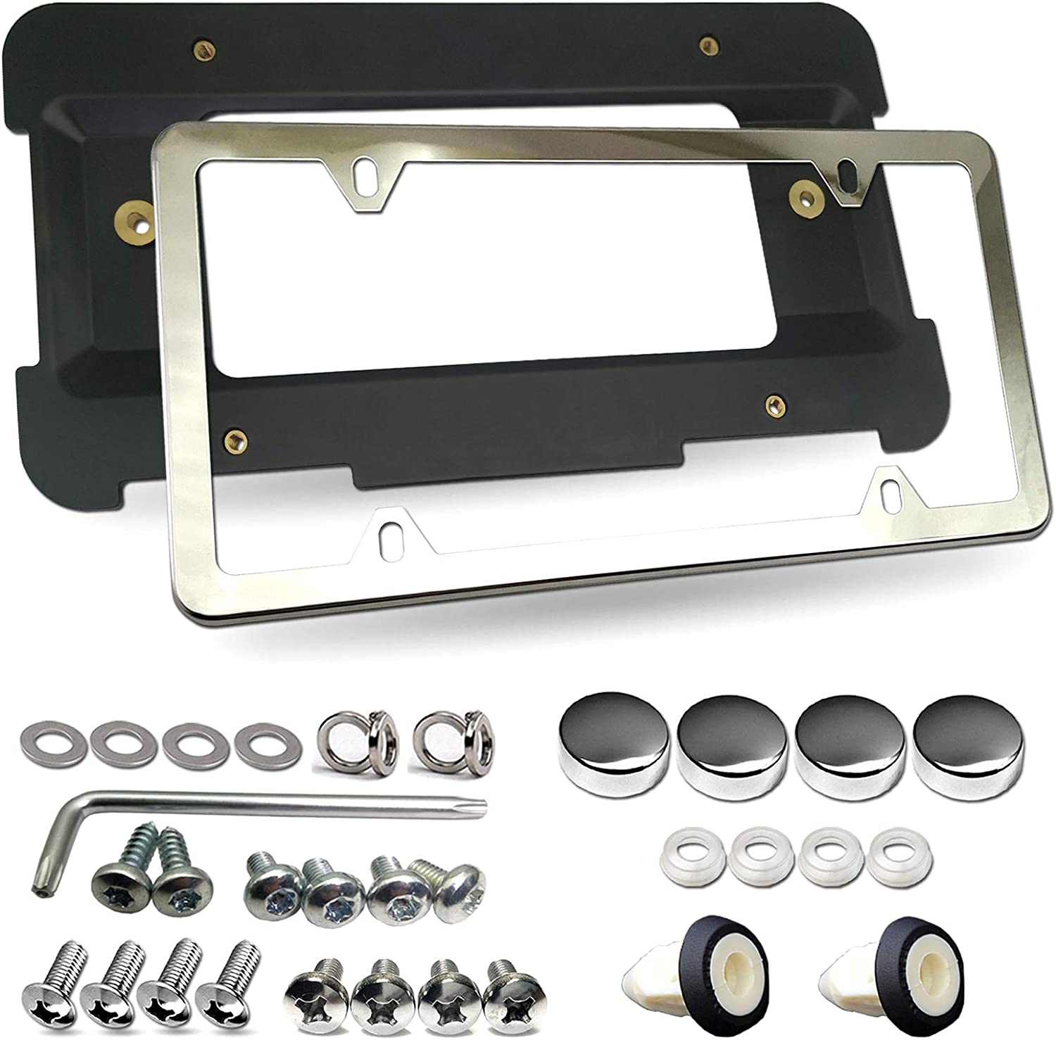 Rear License Plate Holder Bracket For Series & Cooper- Bumper Trunk Mount Tag Adapter with Carbon Fiber Frame, Replace Car Accessories