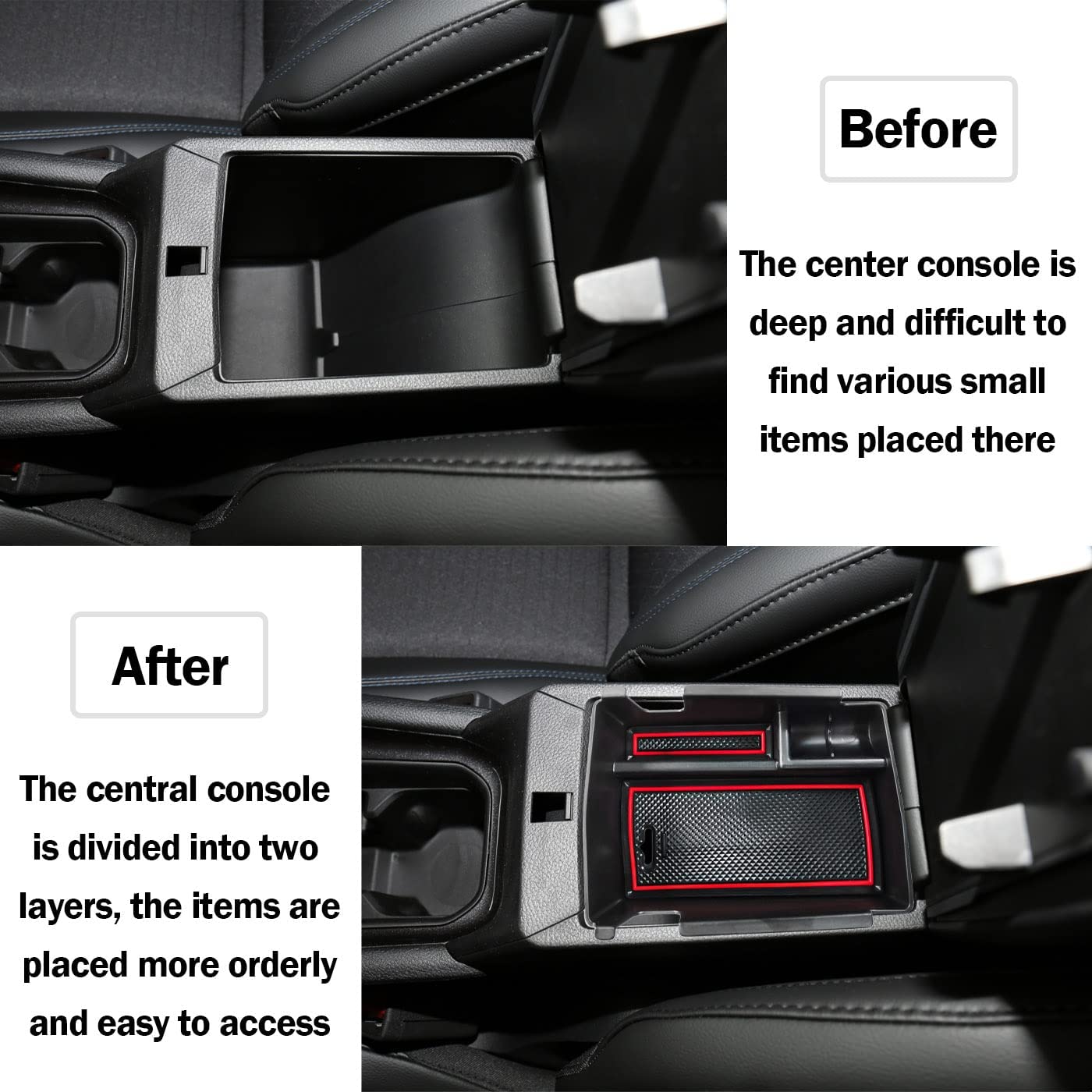 Center Console Organizer Tray Compatible with Jeep Compass 2022 2023 Accessories Insert Armrest Glove Box Secondary Storage Divider ABS Materials - Delicate Leather