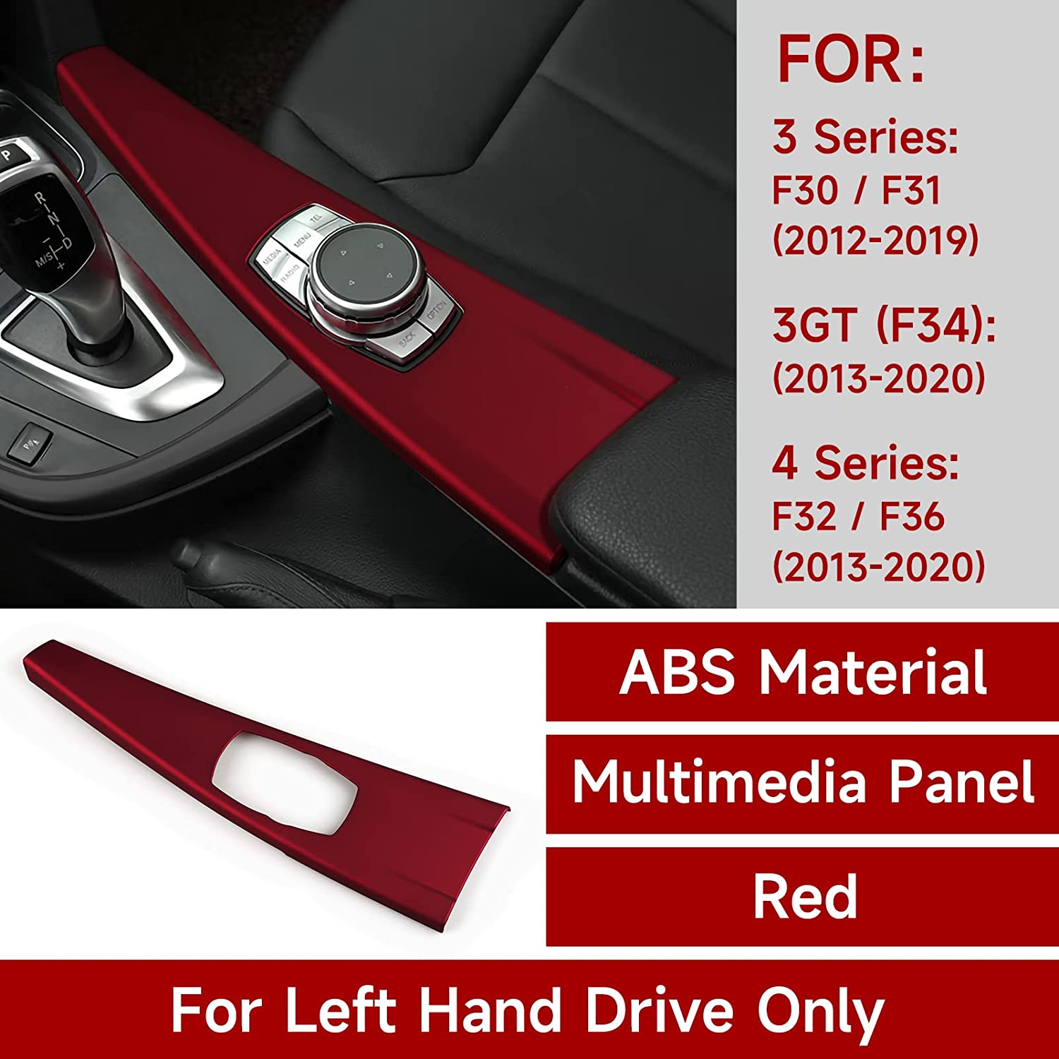 Car Multimedia Trim ABS Sticker Decal Compatible with BMW F30 F31 F34 3GT F32 F36 Accessories, 2012-2020 - Delicate Leather