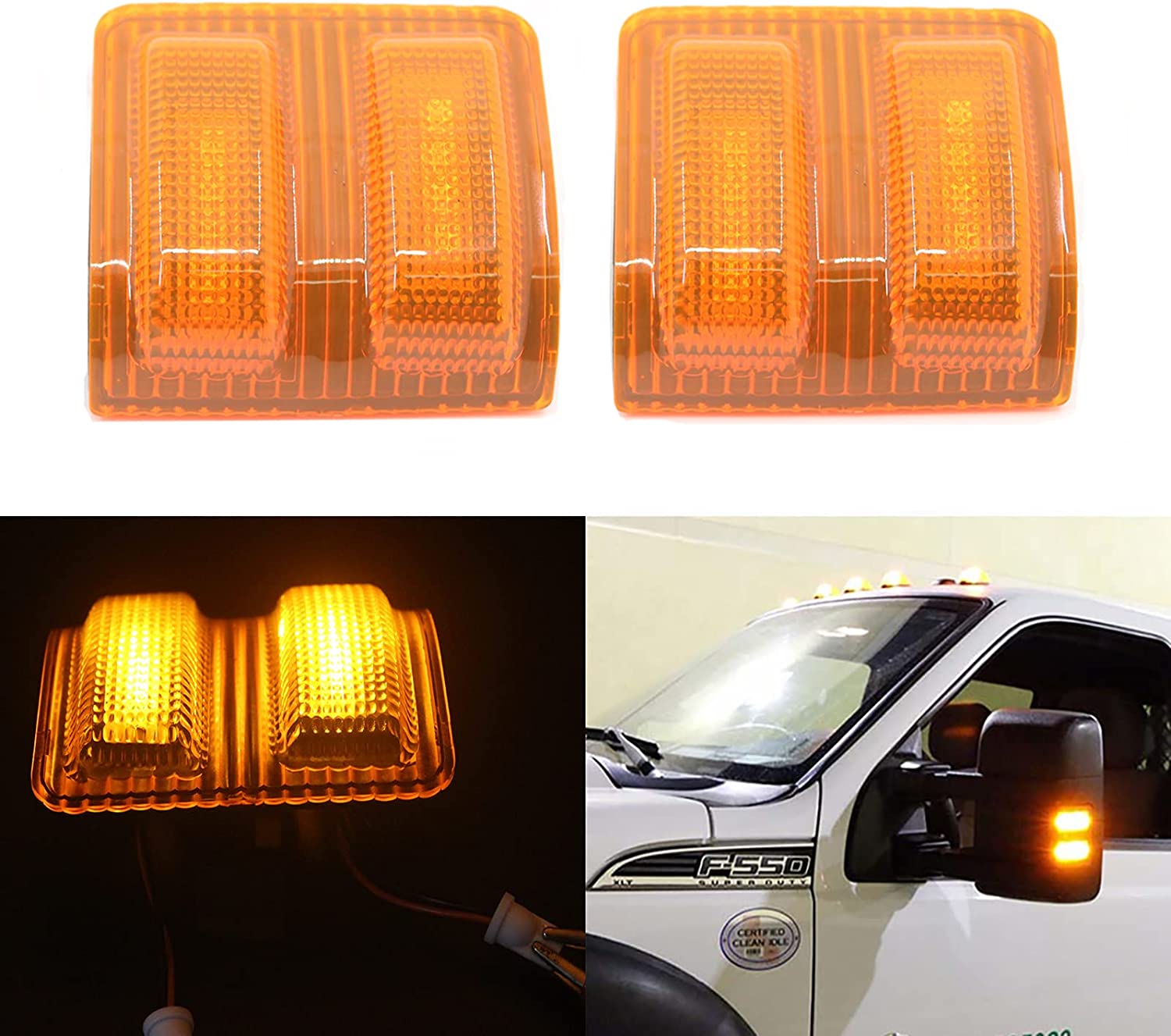 2PCS LED Side Mirror Marker Light Turn Signal Lamp Compatible with 2008 to 2016 Ford F250 F350 F450 F550 Super Duty Pickup Truck, Smoke Lens / Clear Lens - Delicate Leather