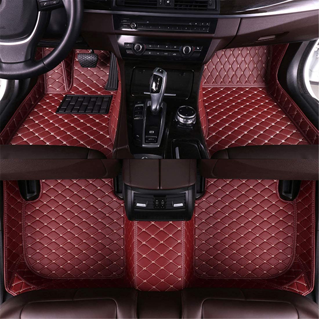 Car Floor Mats fit for Jaguar F-PACE 2016-2019 Full Coverage All Weather Protection Non-Slip Leather Floor Liners