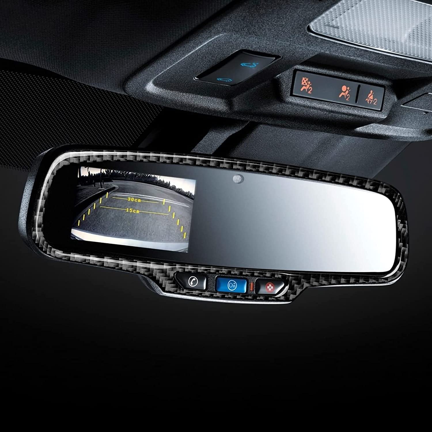 Car Sticker Decal Carbon Fiber Rear View Mirror Interior Trim Cover for Chevrolet Camaro 2010 2011 2012 2013 2014 2015 Accessories - Delicate Leather