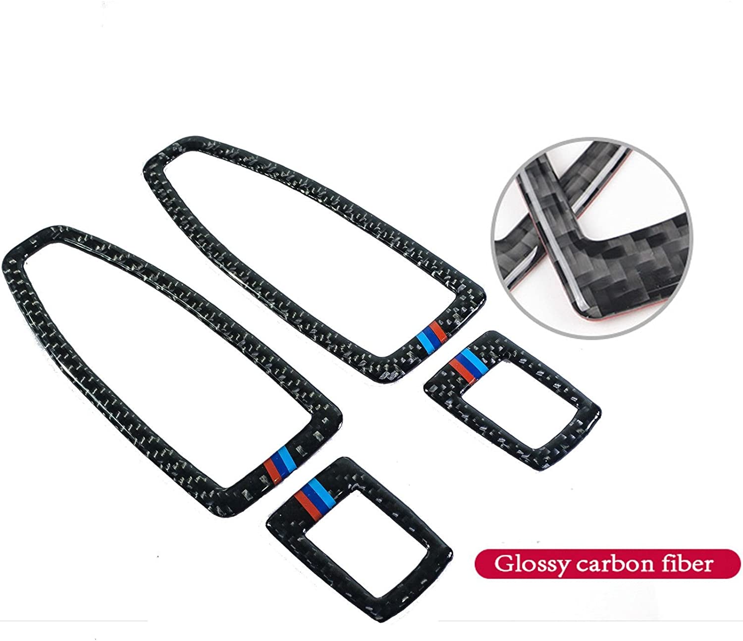 Window Lift Button Frame Cover Trim, M Colored Carbon Fiber, Compatible with BMW 3 Series F30 F31 2012-2018, GT F34 2014-2018, 4 Series F36 2015-2018 - Delicate Leather