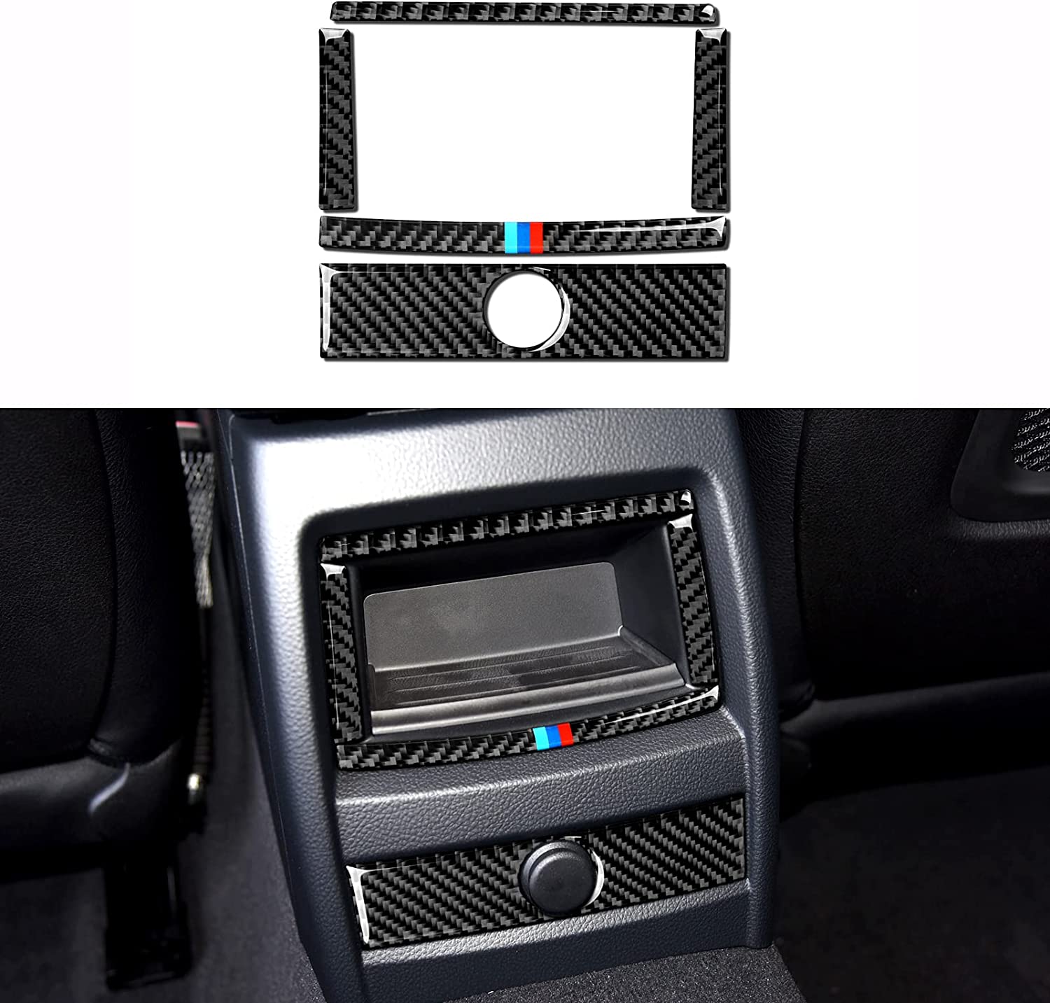 2PCS Car Air Vent Sticker Rear Row AC Frame Cover Decals Air Outlet Carbon Fiber Trim Compatible with F30 F34 3GT Accessories