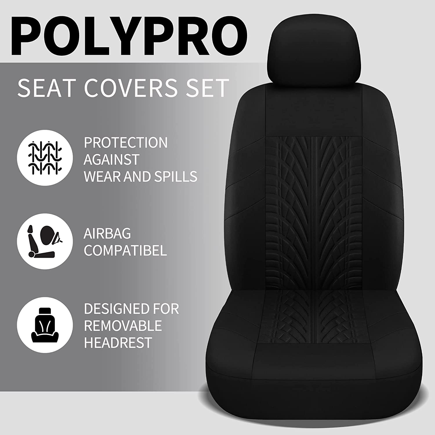 Car Seat Covers Front Pair, Universal Cloth Front Seat Covers for Car, Breathable and Washable Seat Covers for SUV, Sedan, Van, Automotive Interior Covers, Airbag Compatible, Custom For Cars