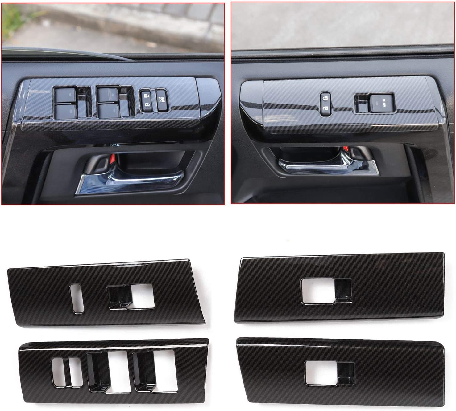 4runner Window Lift Switch Decoration Trim fit Toyota 4runner SUV 2010-2019 NOT Fit Right Hand Drive(Carbon Fiber Grain) - Delicate Leather