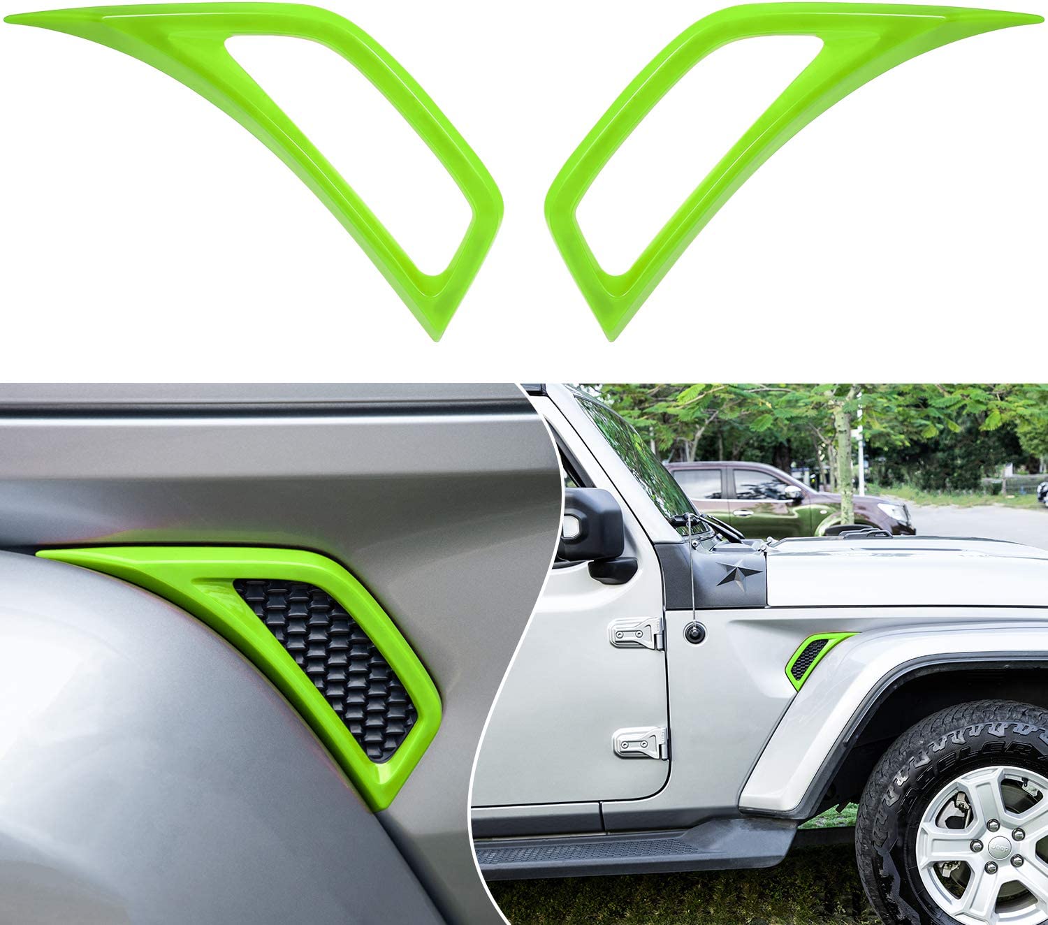 2PCS Exterior Accessories Wheel Eyebrow Side Air Conditioning Vent Outlet Cover Trim Compatible with 2018-2022 Wrangler JL JLU Sports Sahara Freedom Rubicon Unlimited Gladiator JT