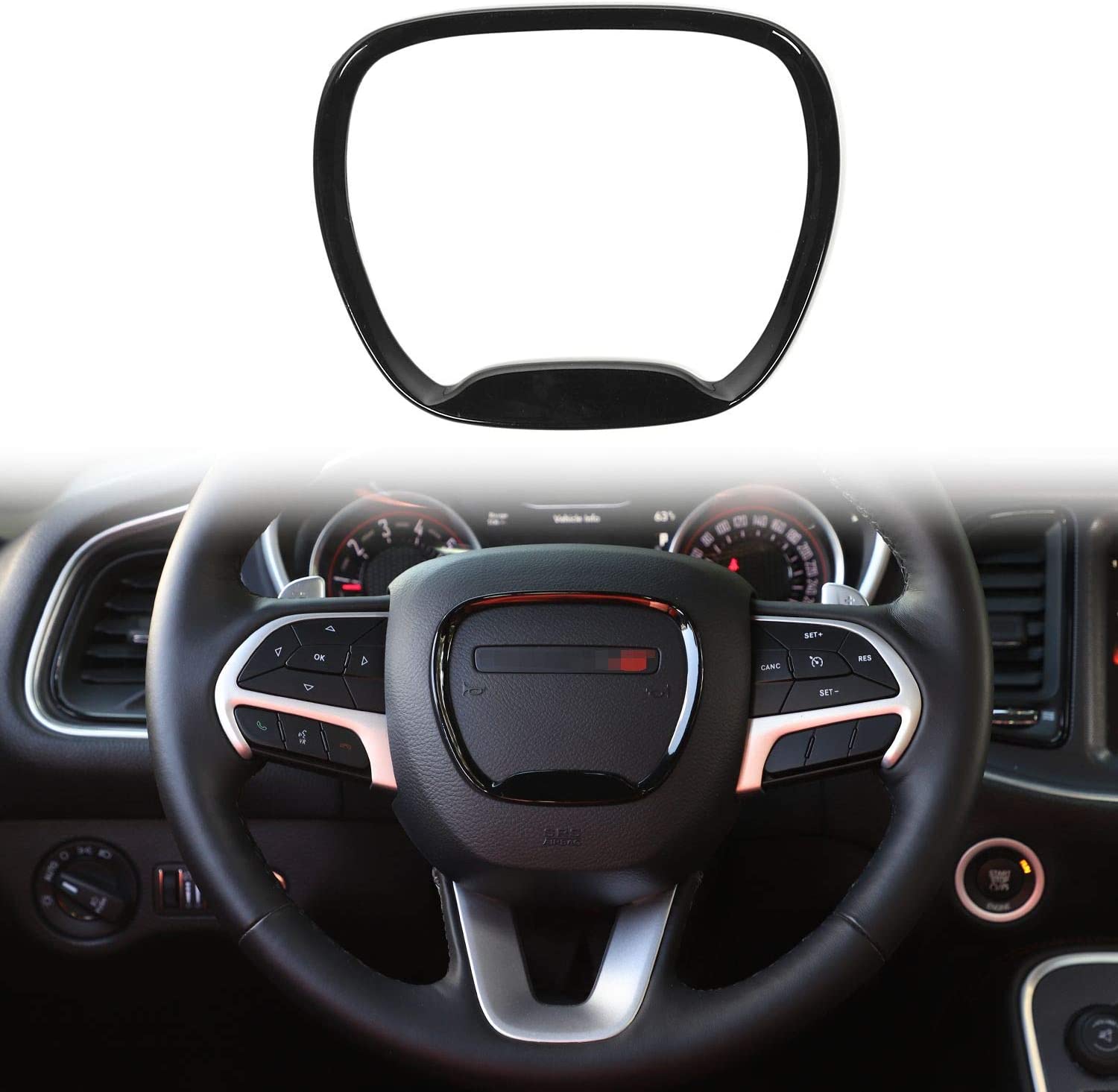 Steering Wheel Trim, for 2015-2022 Dodge Challenger Charger, for Jeep Grand Cherokee SRT8 2014-2020 - Delicate Leather