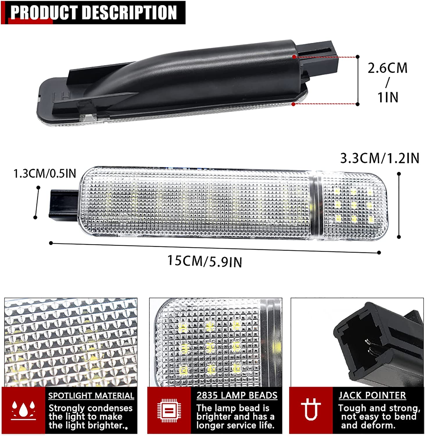 LED Interior Door Light Door Panel Courtesy Light Warning Light Lamp Fits for 2007 Chevy Silverado/GMC Sierra Classic 1500 2500 3500, 1996-2000 Chevy GMC C/K 1500 2500 Suburban - Delicate Leather