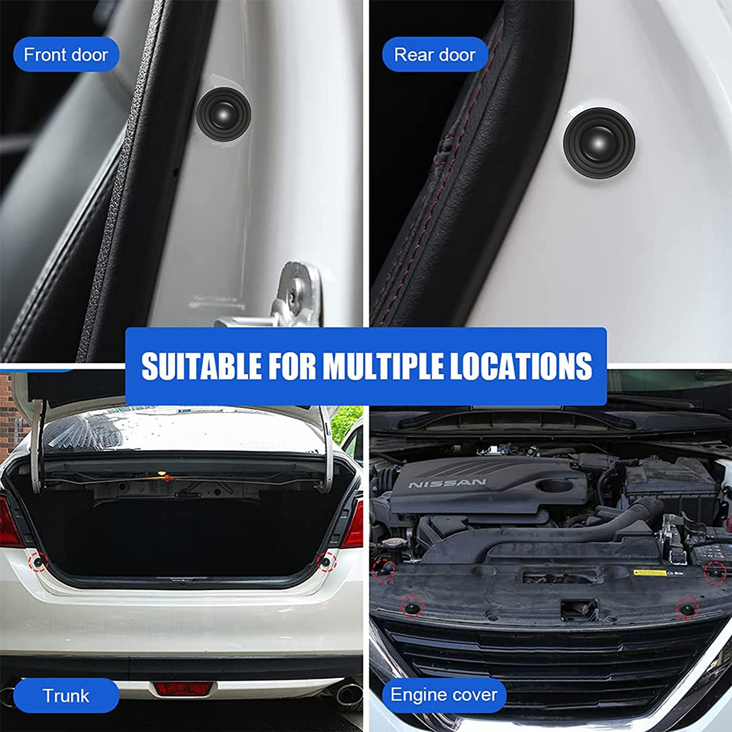 4PCS Car Door Shock Absorber with, Car Door Soundproof Stickers, Door Edge Guard Bumper Cushion Car Door Shock Absorbing PVC - Delicate Leather