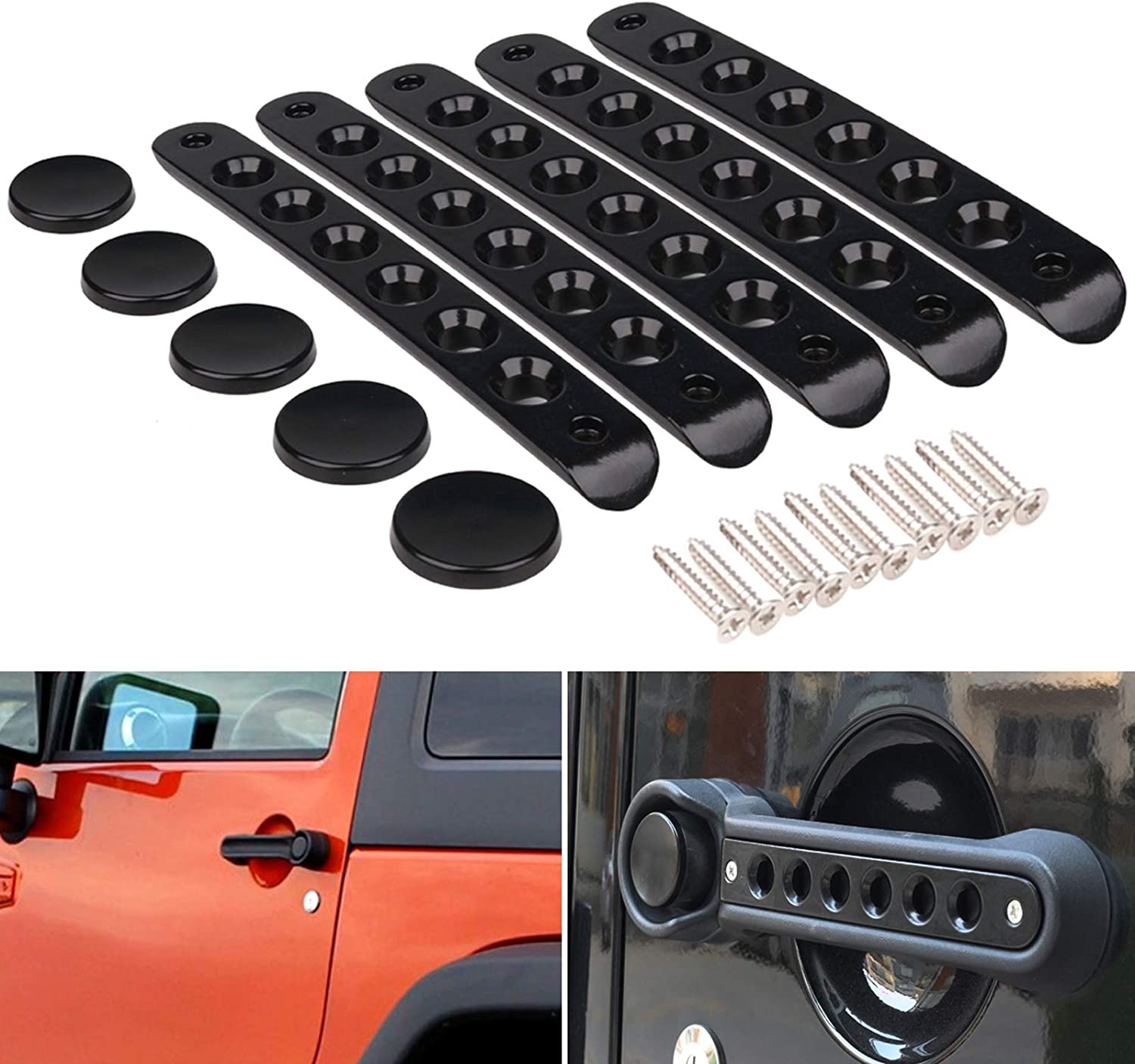 Premium Black Aluminum Door Handle Inserts for Jeep Wrangler 2007-2017