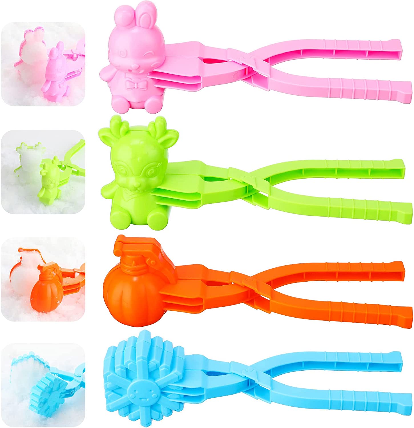 Snowball Maker Toys Snow Molds Kit Snow Toy for Kids Adults Outdoor Winter Fun Activities Beach Sand Toys, 4 Styles - Delicate Leather