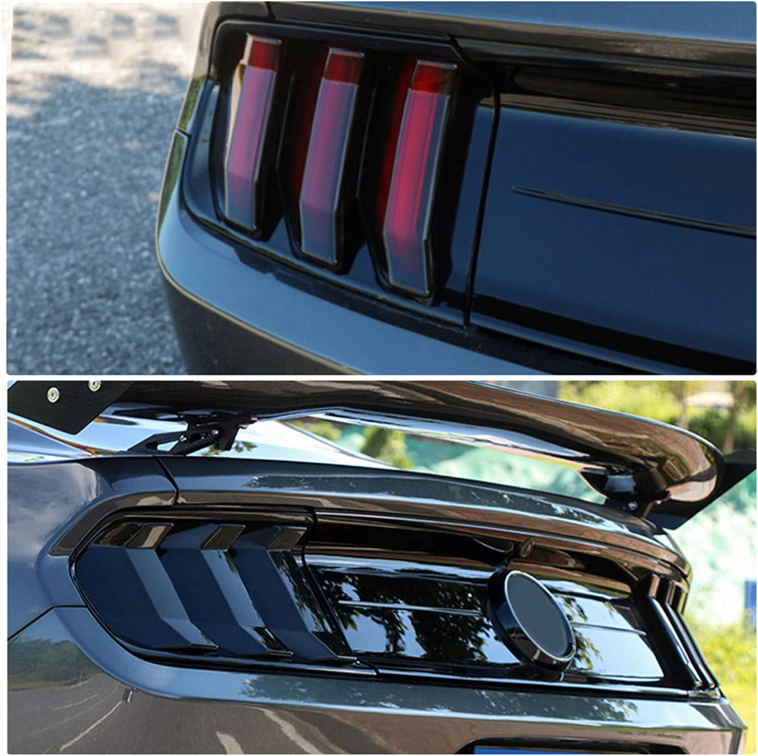 Tail Light Lamp Cover Guard Trim Frame Bezels Decoration Accessories for Ford Mustang (2018+ Smoke Black) - Delicate Leather