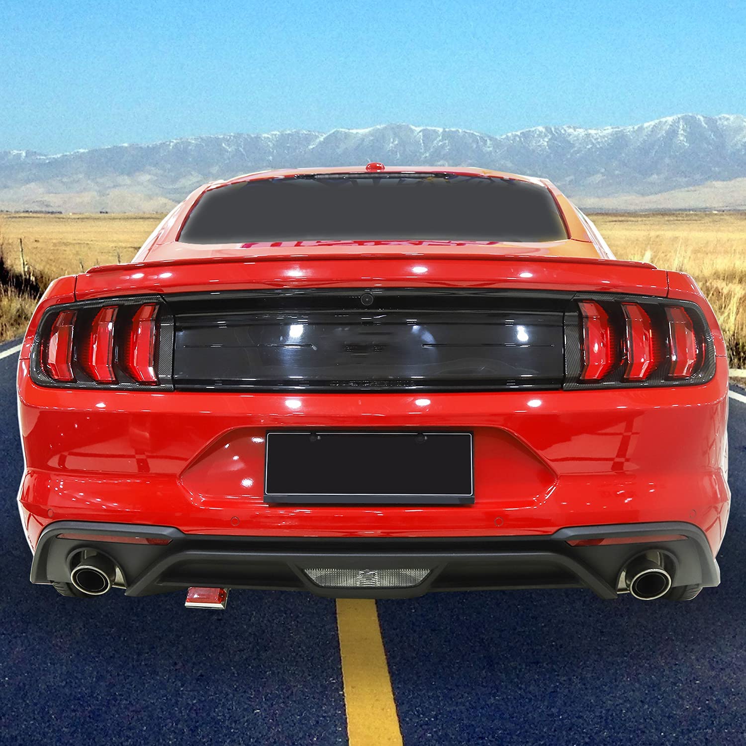 Tail Light Lamp Cover Guard Trim Frame Bezels Decoration Accessories for Ford Mustang (2018+ Carbon Fiber) - Delicate Leather