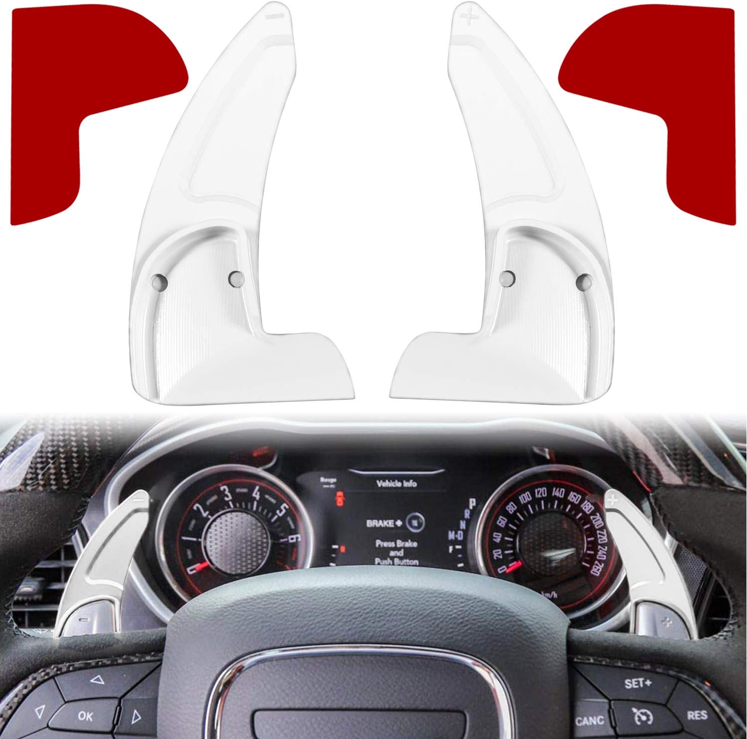 Steering Wheel Shift Paddle Extended Shifter Trim Cover for Challenger Charger Durango RT & Scat Pack 2015-2021, For Grand Cherokee 2014-2021 Interior Decoration Accessories