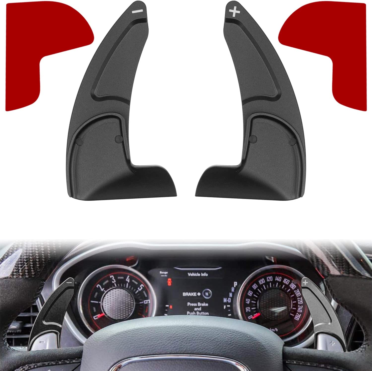 Steering Wheel Shift Paddle Extended Shifter Trim Cover for Challenger Charger Durango RT & Scat Pack 2015-2021, For Grand Cherokee 2014-2021 Interior Decoration Accessories