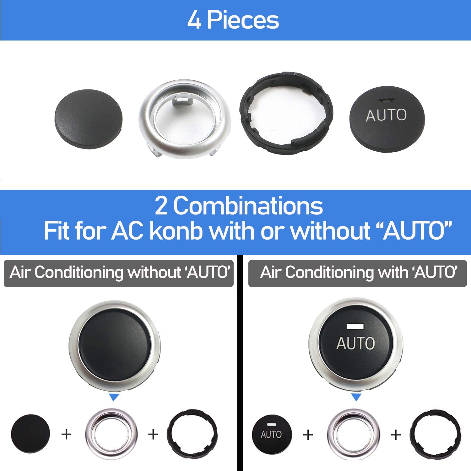 BMW Air Conditioning Knob,Climate Control Knob Button Repair Kit Auto Temperature Adjustment Rotation Knob Switch for BMW 5 Series F10 F11,6 Series F12 F13,7 Series F01 F02, X5 F15, X6 F16 - Delicate Leather