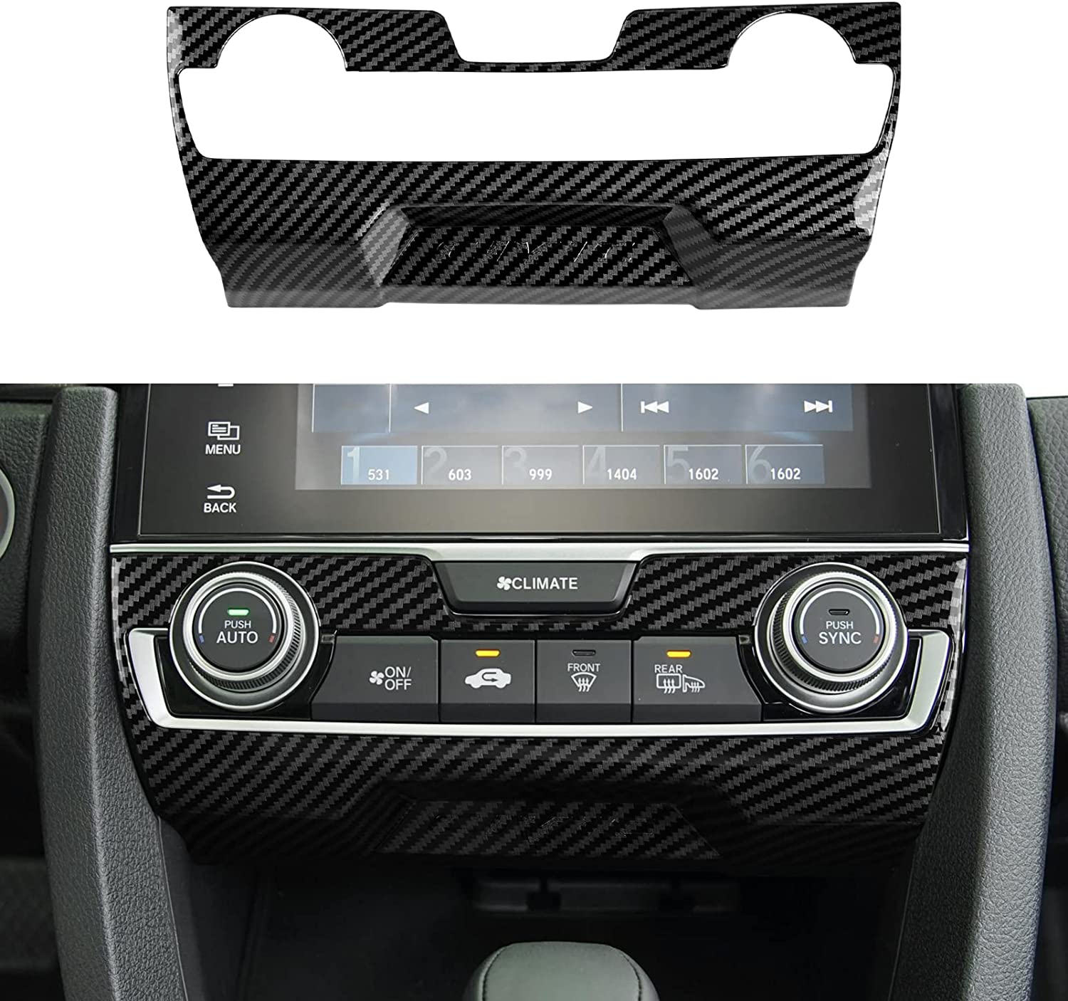 ABS Carbon Fiber Compatible with 2016 2017 2018 2019 2020 2021 Honda Civic 10th Gen Accessories Air Condiitioning Center Console Panel Interior Sticker - Delicate Leather