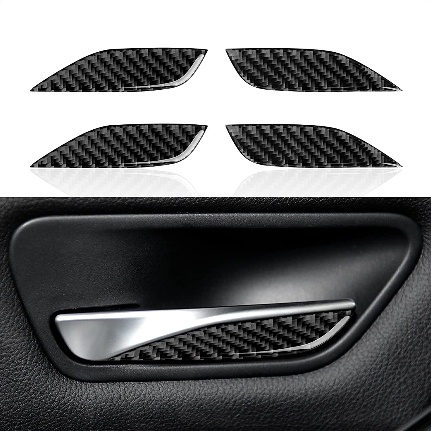 2PCS Car Door Bowl Sticker Door Pull Handles Decal Carbon Fiber Trim Compatible with F30 F31 F34 3GT F32 F33 F36 3 4 Series Accessories, 2013-2019