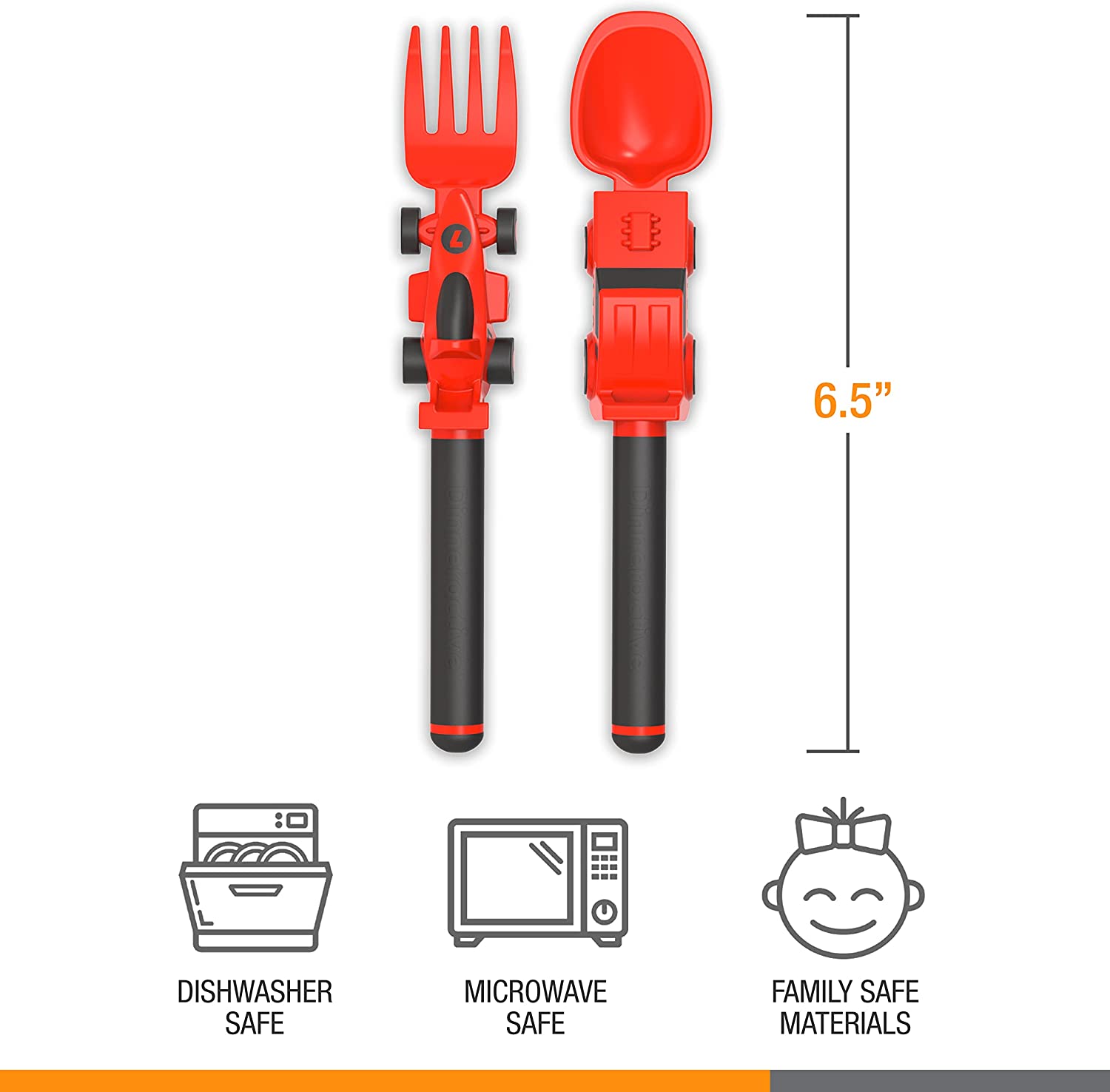 Utensil Set for Kids – Red Race Car Themed Fork and Spoon for Toddlers and Young Children – 2-Piece Set - Delicate Leather