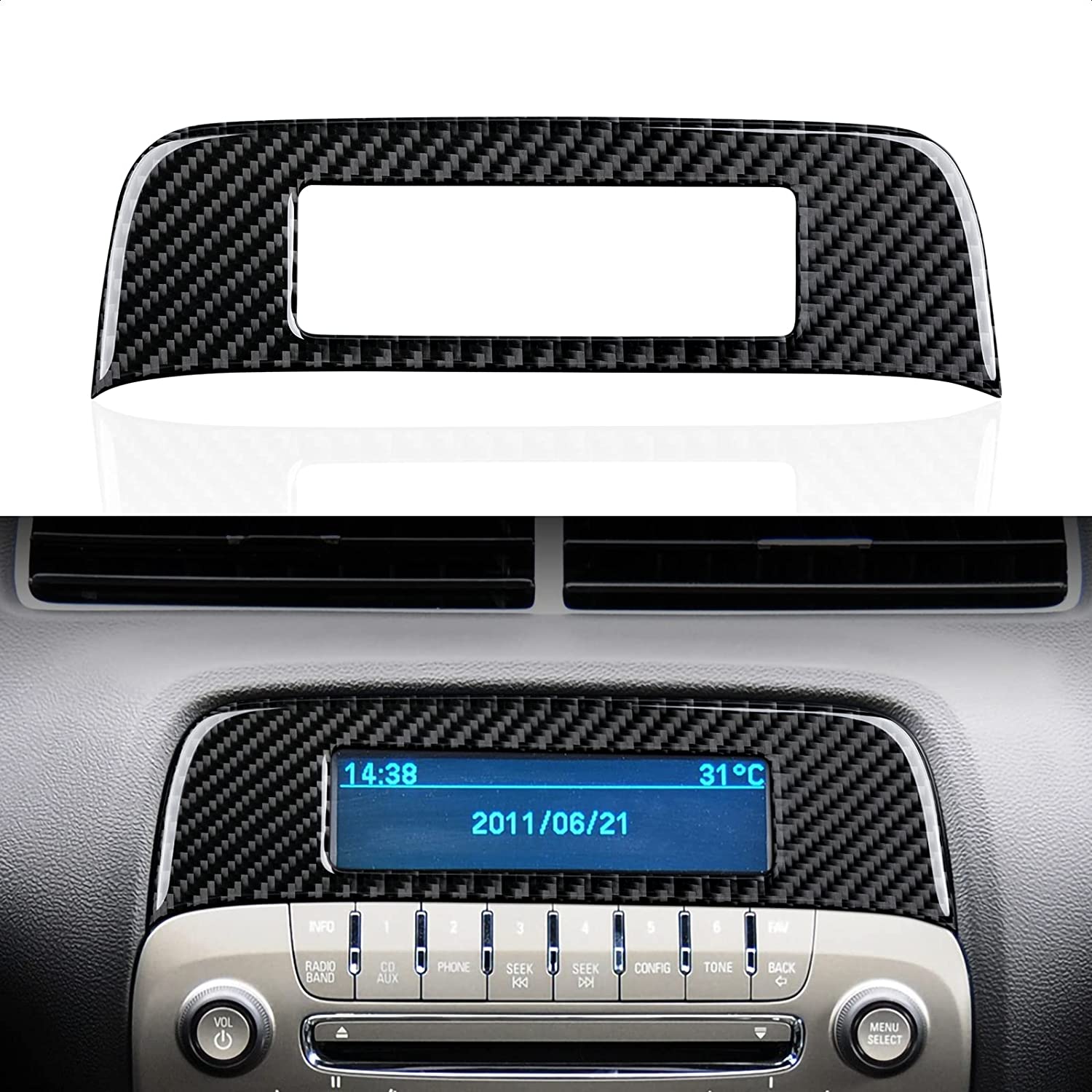Car Central Control CD Panel Sticker Decal Carbon Fiber Interior Trim Cover Compatible with Chevrolet Camaro 2010 2011 2012 2013 2014 2015 Car Accessories - Delicate Leather