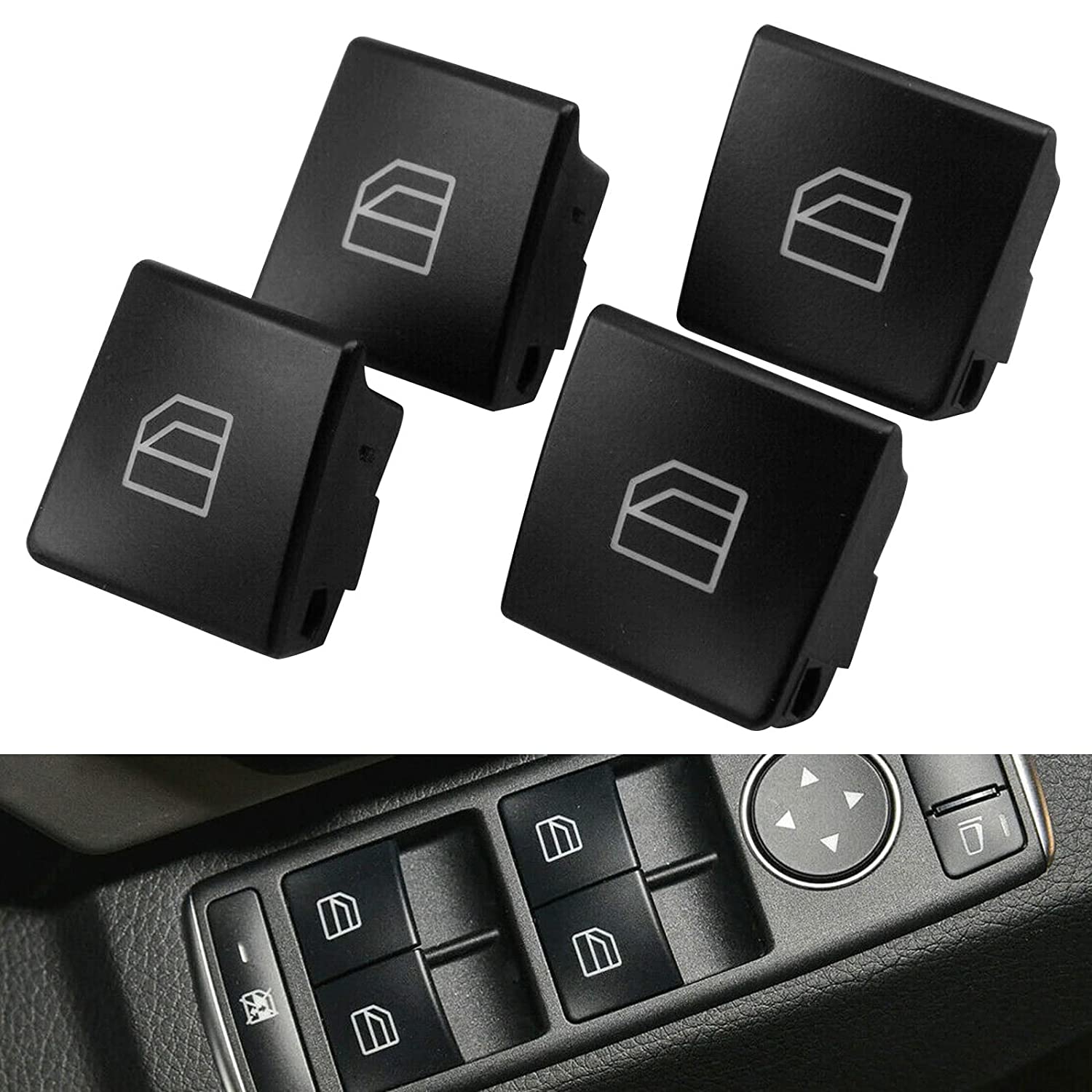 4PCS Car Power Window Master Switch Cap Cover Window Switch Cap Repair Button Cap Driver Compatible with Mercedes C E W204 S204 W212 S212 A207 C207 S212 E200 E250 E300 E350 B220 B180 B250 2518300290 - Delicate Leather