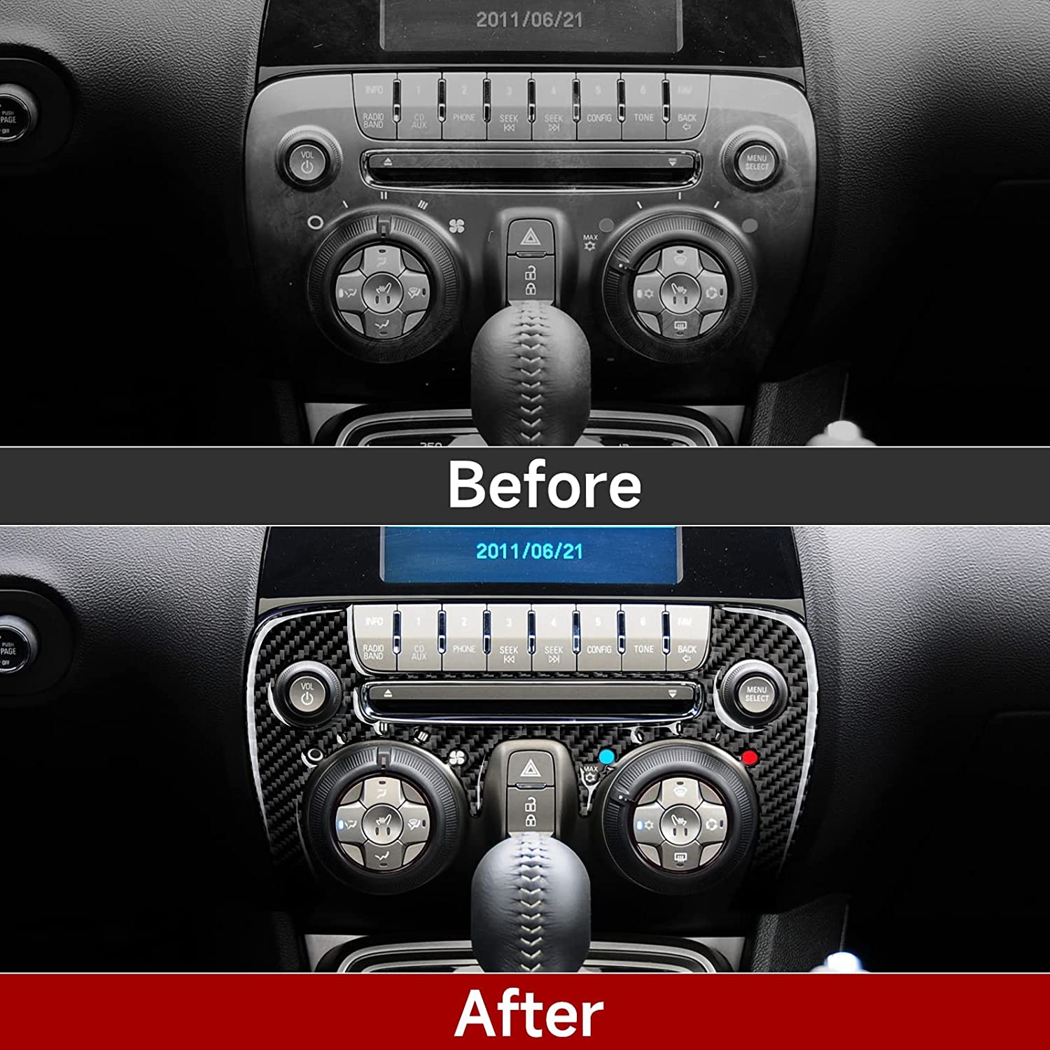 Car Sticker Decal Carbon Fiber Center Control CD Panel Interior Trim Cover for Chevrolet Camaro 2010 2011 2012 2013 2014 2015 Accessories - Delicate Leather