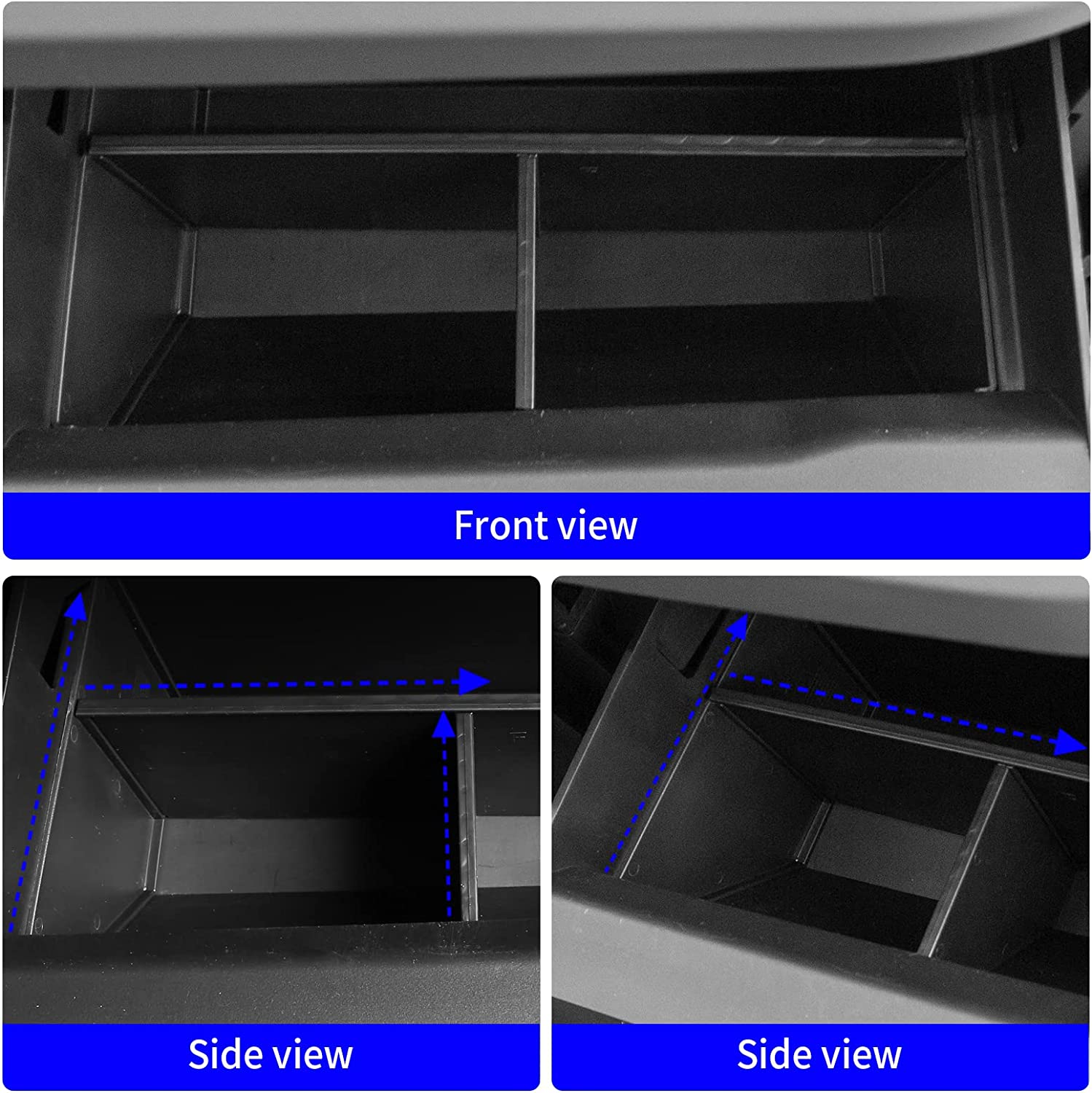 Fit 2021 2022 Ford Bronco 2/4 Door Glove Box Organizer Insert ABS Black Materials Compartment Tray For Bronco Accessories - Delicate Leather