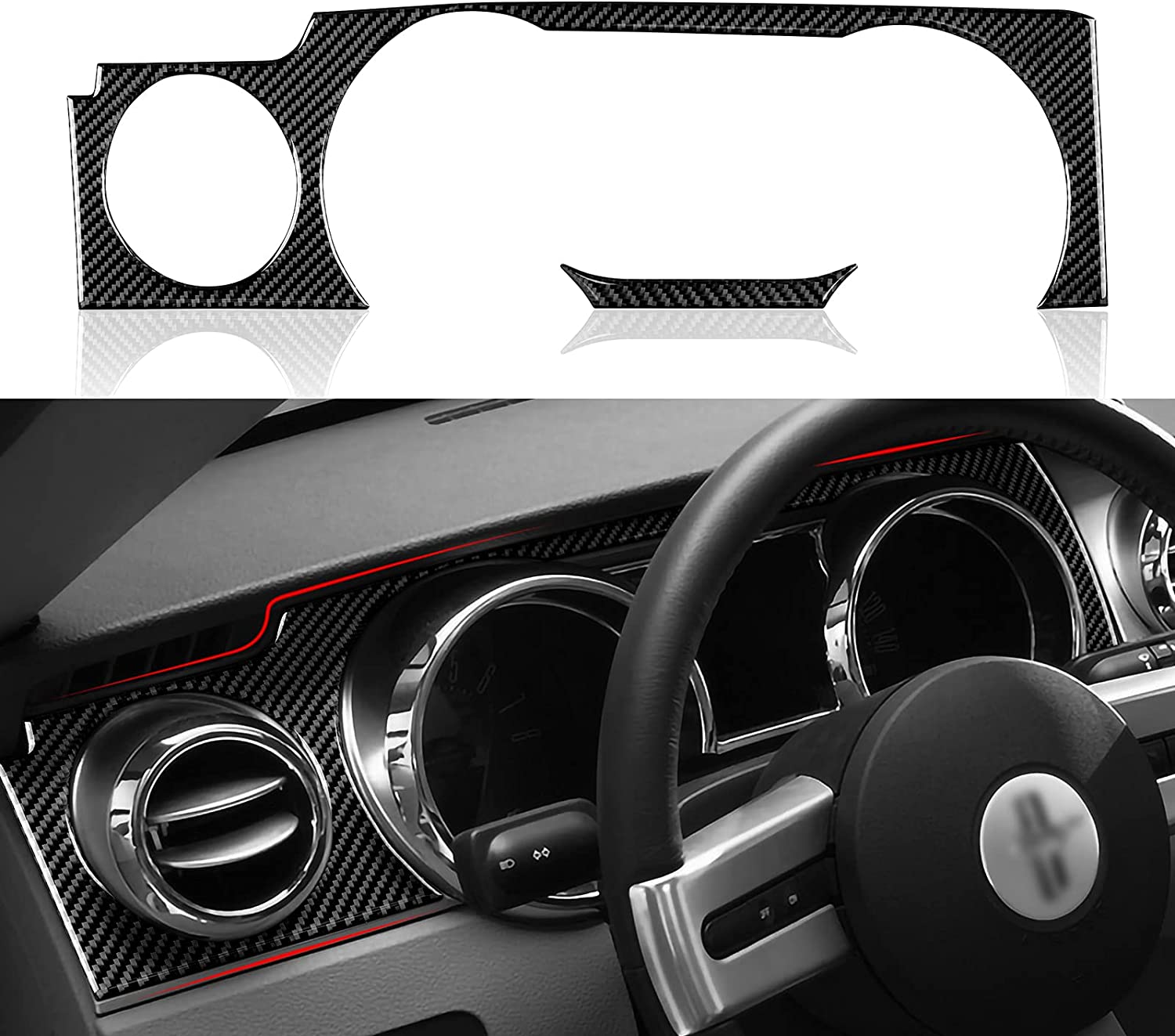 Carbon Fiber Sticker Decal Car Speedometer Surround Panel Interior Trim Cover for Ford Mustang GT 2005 2006 2007 2008 2009 S197 Accessories - Delicate Leather