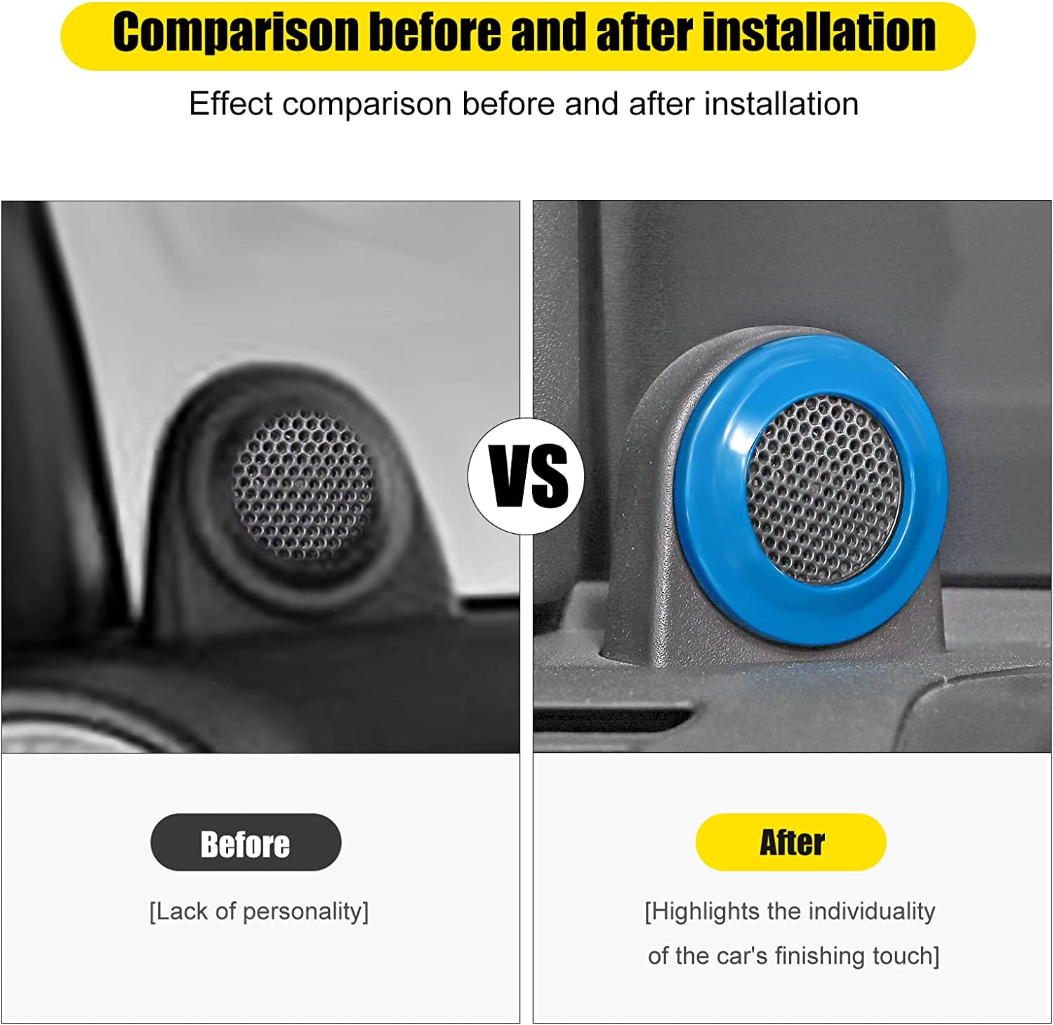 A Pillar Speaker Decoration Cover Trim Stickers Car Interior Accessories for 2007-2014 Jeep Wrangler JK JKU (Light Blue) - Delicate Leather