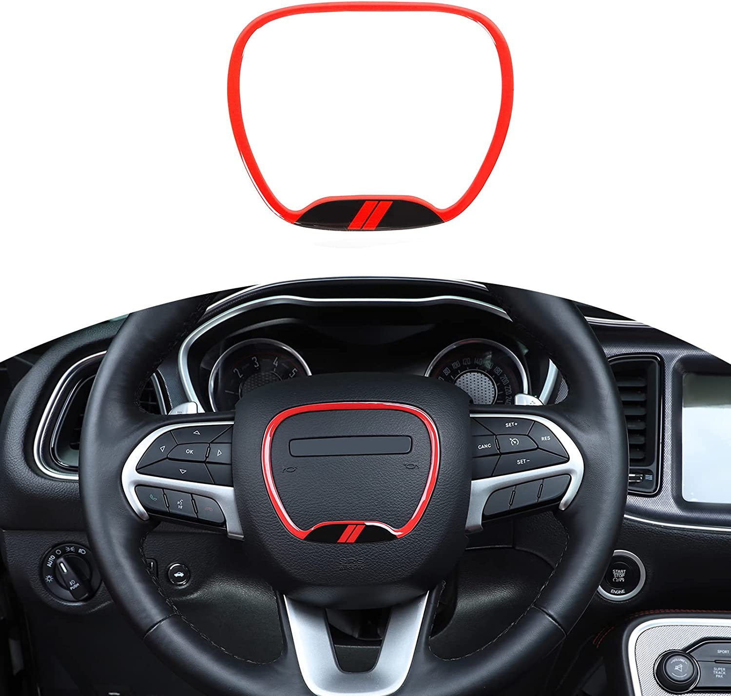 Steering Wheel Trim, for 2015-2022 Challenger Charger, for Grand Cherokee SRT8 2014-2020